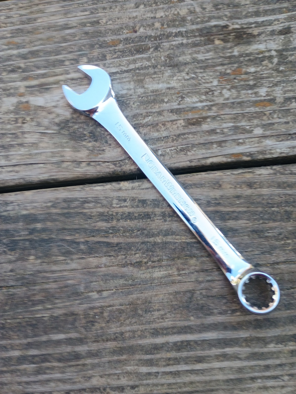 Gear Wrench 15mm Combination Wrench 12 Point Polished Chrome 7.75″ Long