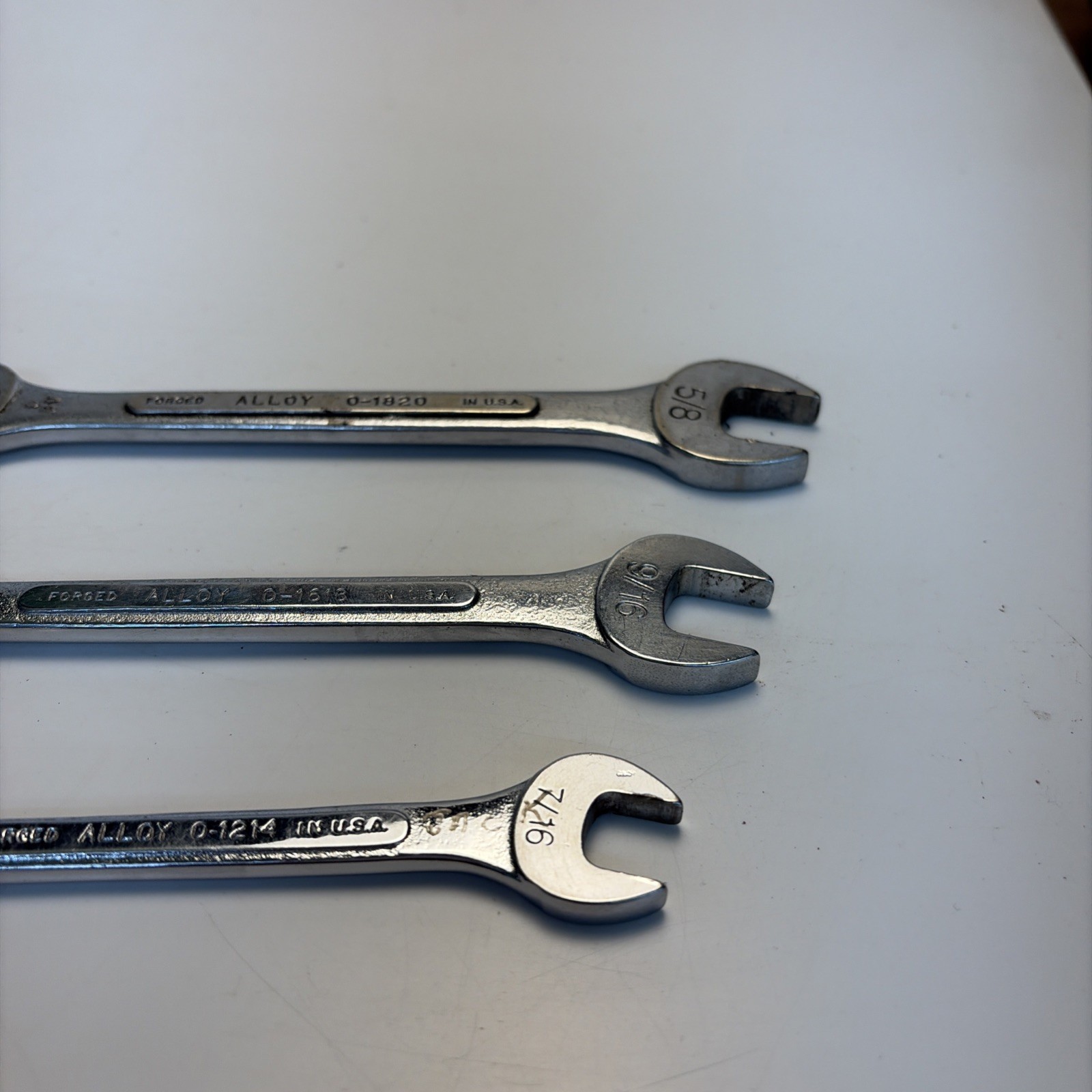 Vintage SK USA Double Open End Wrench Set 3 Pc SAE 3/8 7/16 1/2 9/16 5/8