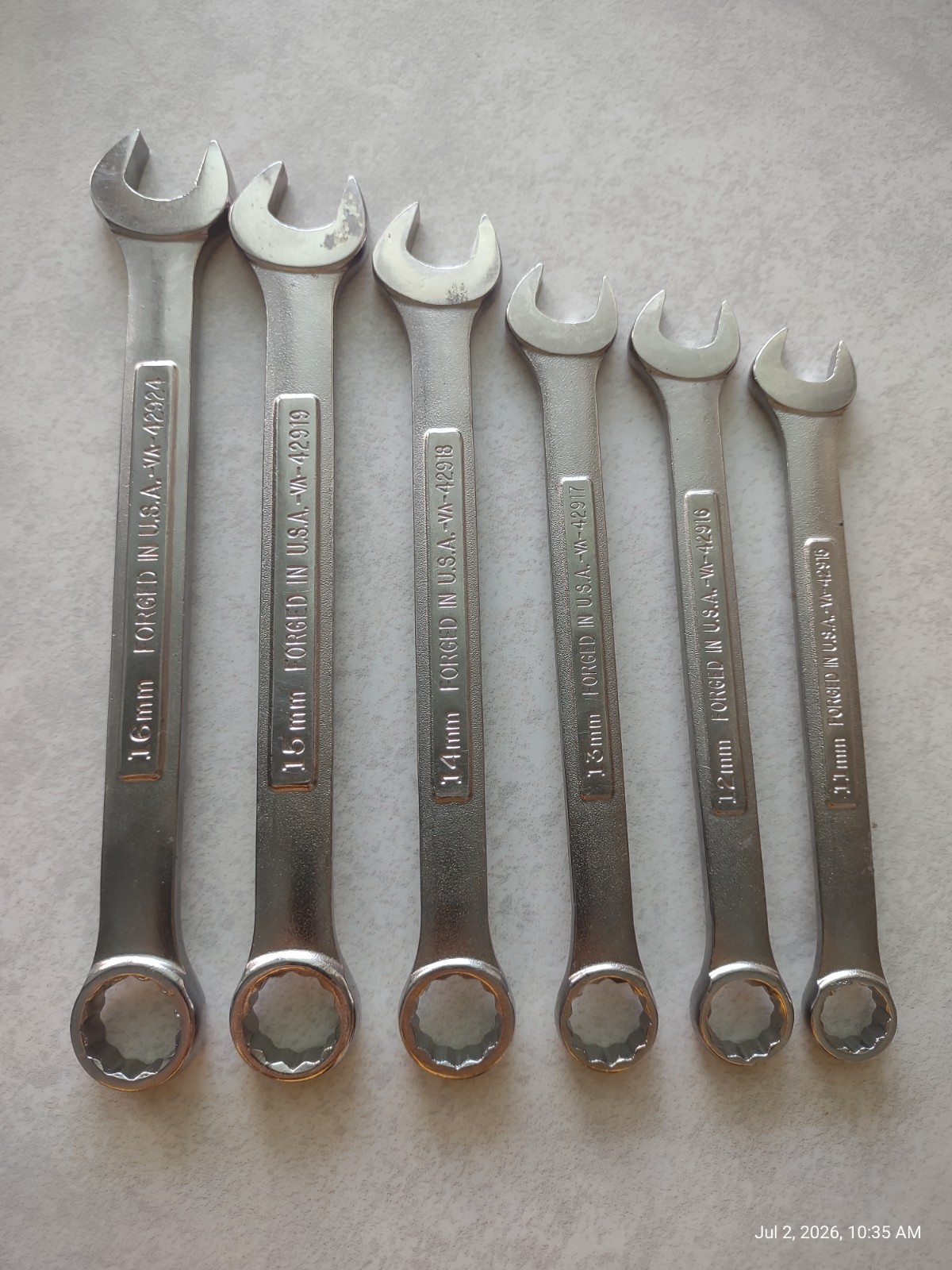6pc Vintage Craftsman Metric Combination Wrench Lot 11mm-16mm VA Made In USA