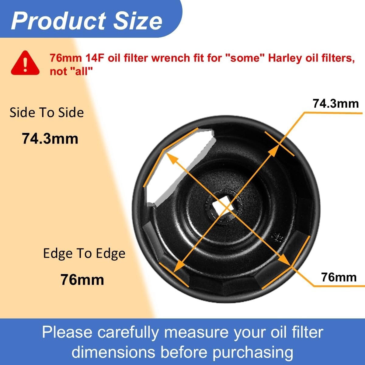 BSAMZO Oil Filter Wrench Tool for harley, Oil Filter Cap Removal Tool Socket