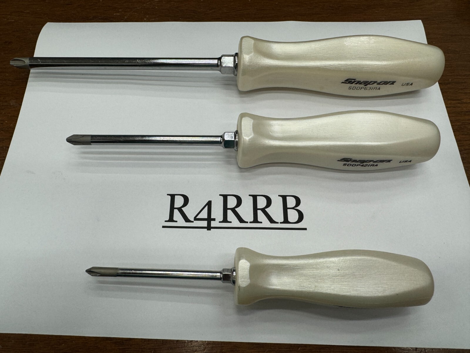 Snap-on Tools USA NEW 3pc PEARL WHITE GRIP PHILLIPS P1 P2 P3 Screwdriver Lot Set