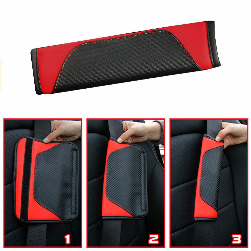 4× Car Seat Belt Liner Covers & Armrest Pad & Steering wheel Cover Auto Set US