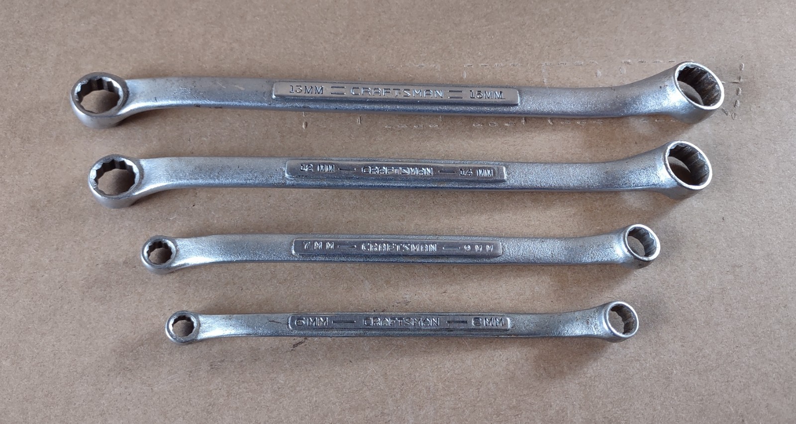 Vintage Craftsman Metric Offset Box End Wrenches -V- Series 4pcs Made in USA