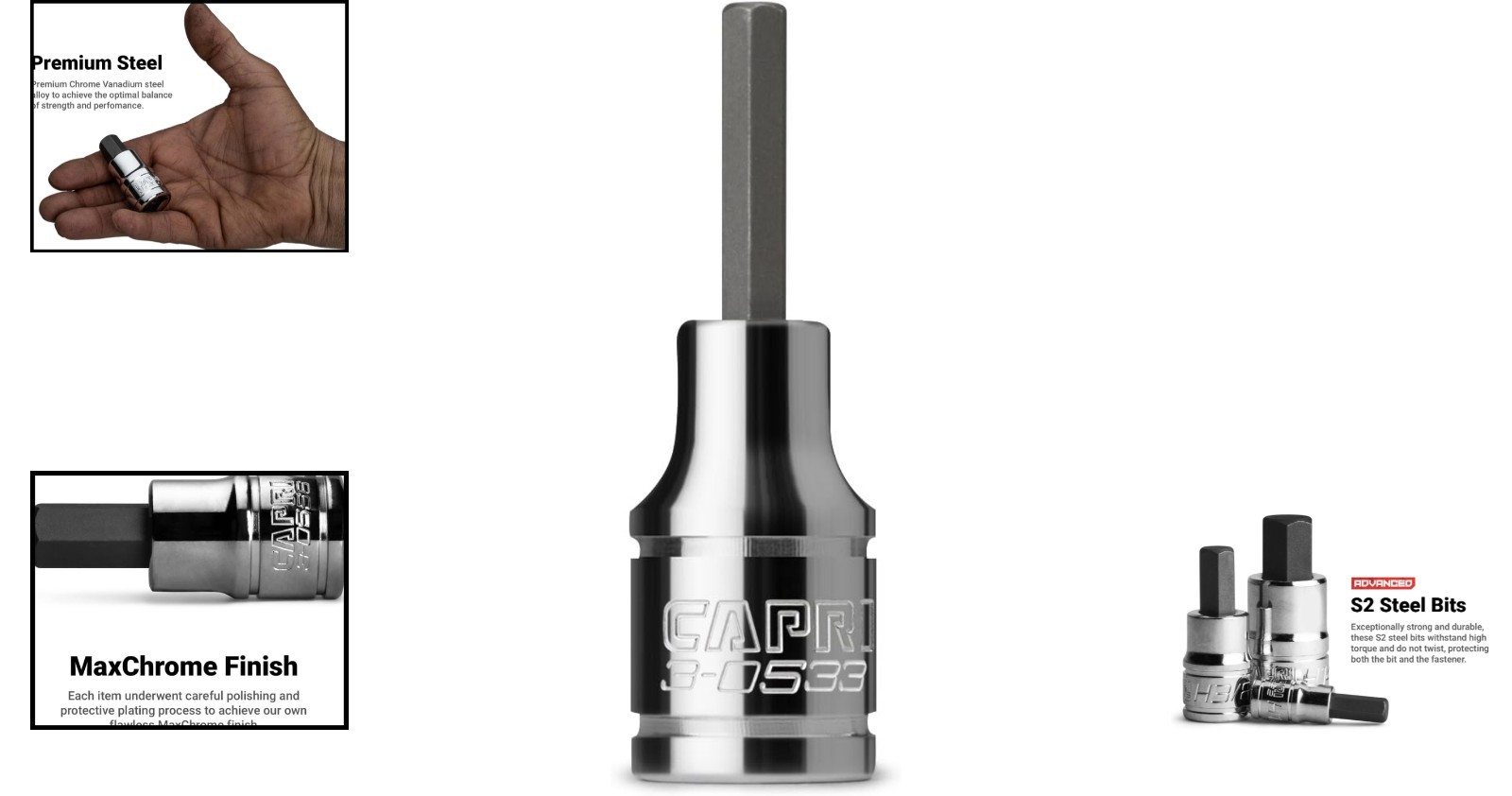 1/4-Inch Drive 3mm Hex Bit Socket – Chrome Finish, High Torque Resistance