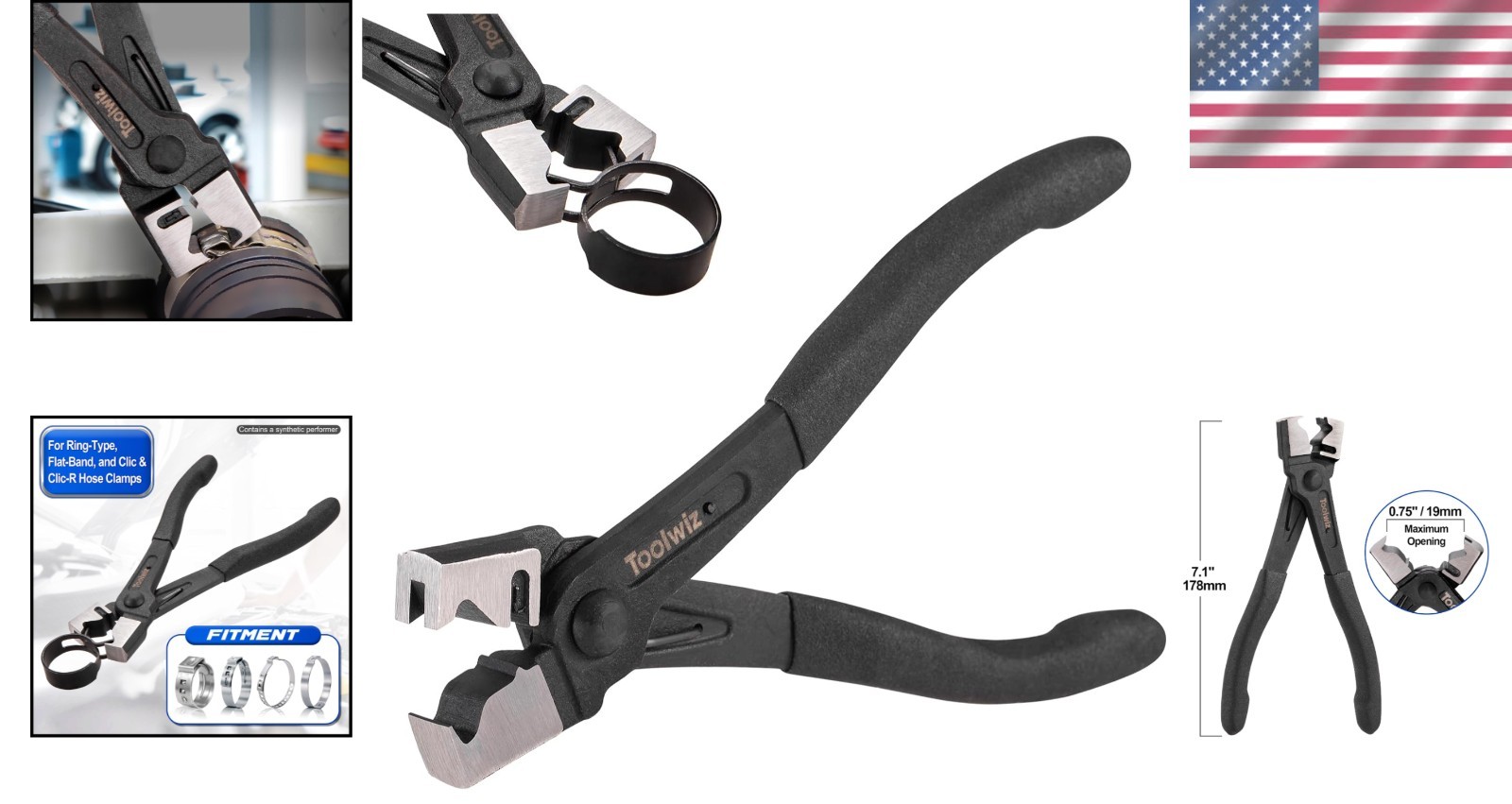 7.1″ Clic & Clic-R Hose Clamp Pliers with Heat-Treated Steel Construction