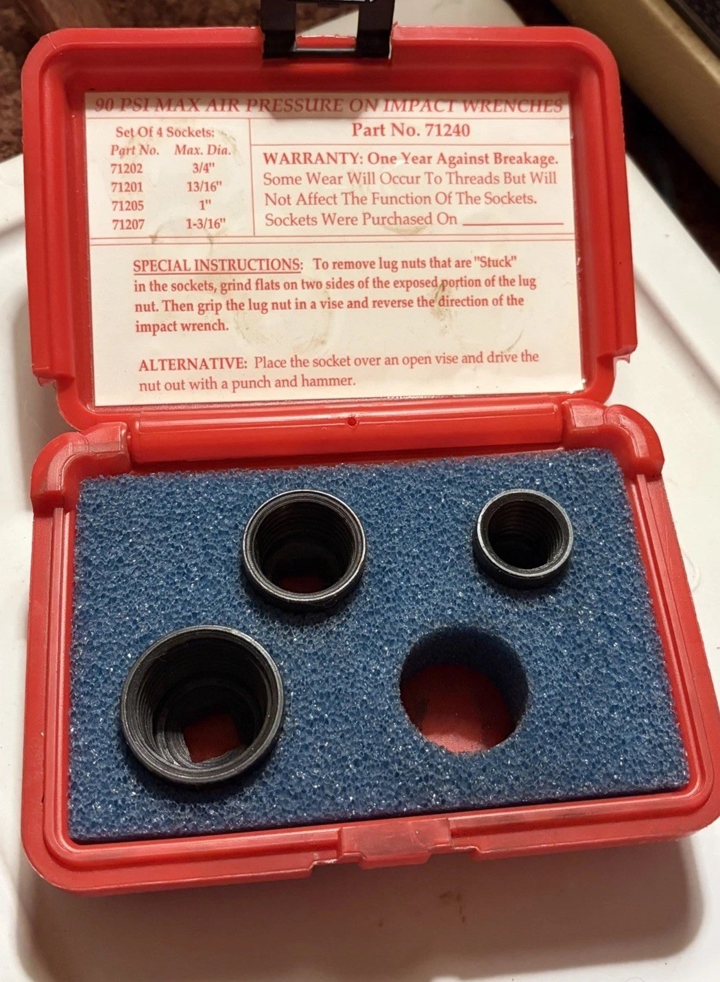 Steck USA Made Locking Lug Nut Removal Kit One Missing From Set VGC