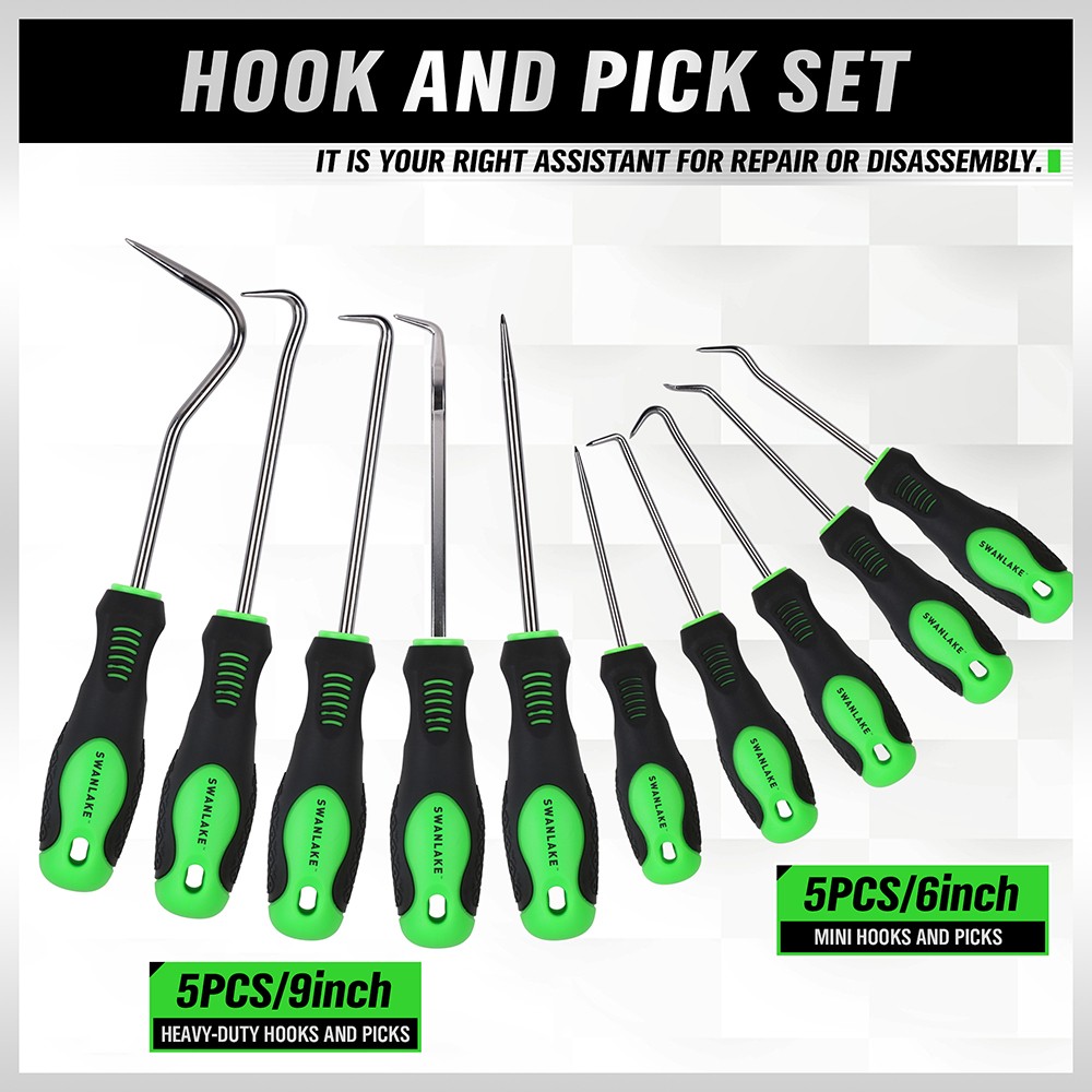 8pc Pick & Hook Set Extra Long O-Ring & Seal Remover Soft Grip Assorted Shapes