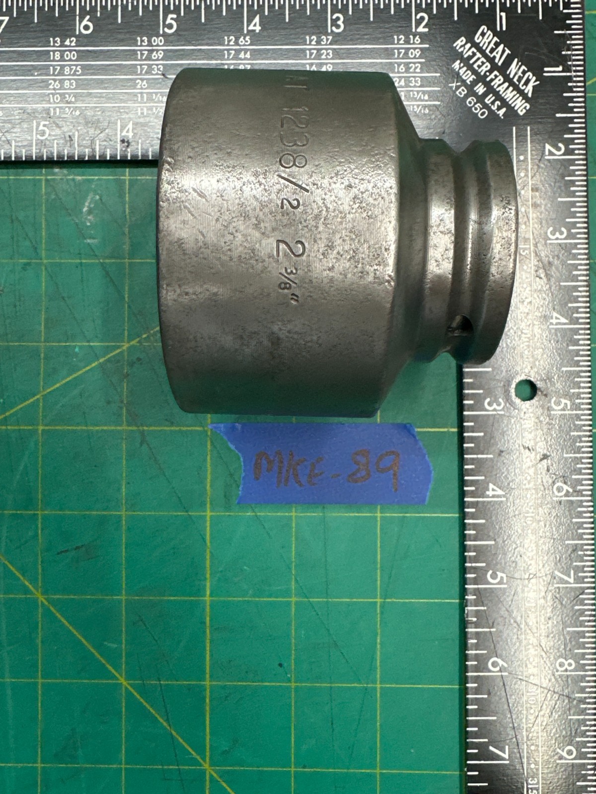 Vintage Ozat 1238/2 2-3/8″ Impact Deep Socket 6-Point 1″ Drive, Made In Israel