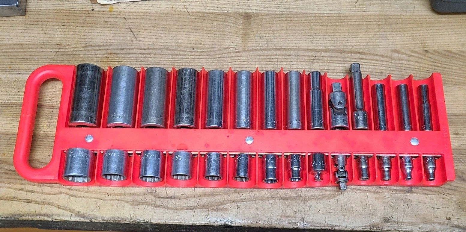 Vintage Craftsman ⅜ & ¼» Drive Socket Set 28 pc + Magnetic Holder ⅞ To 5/32 USA