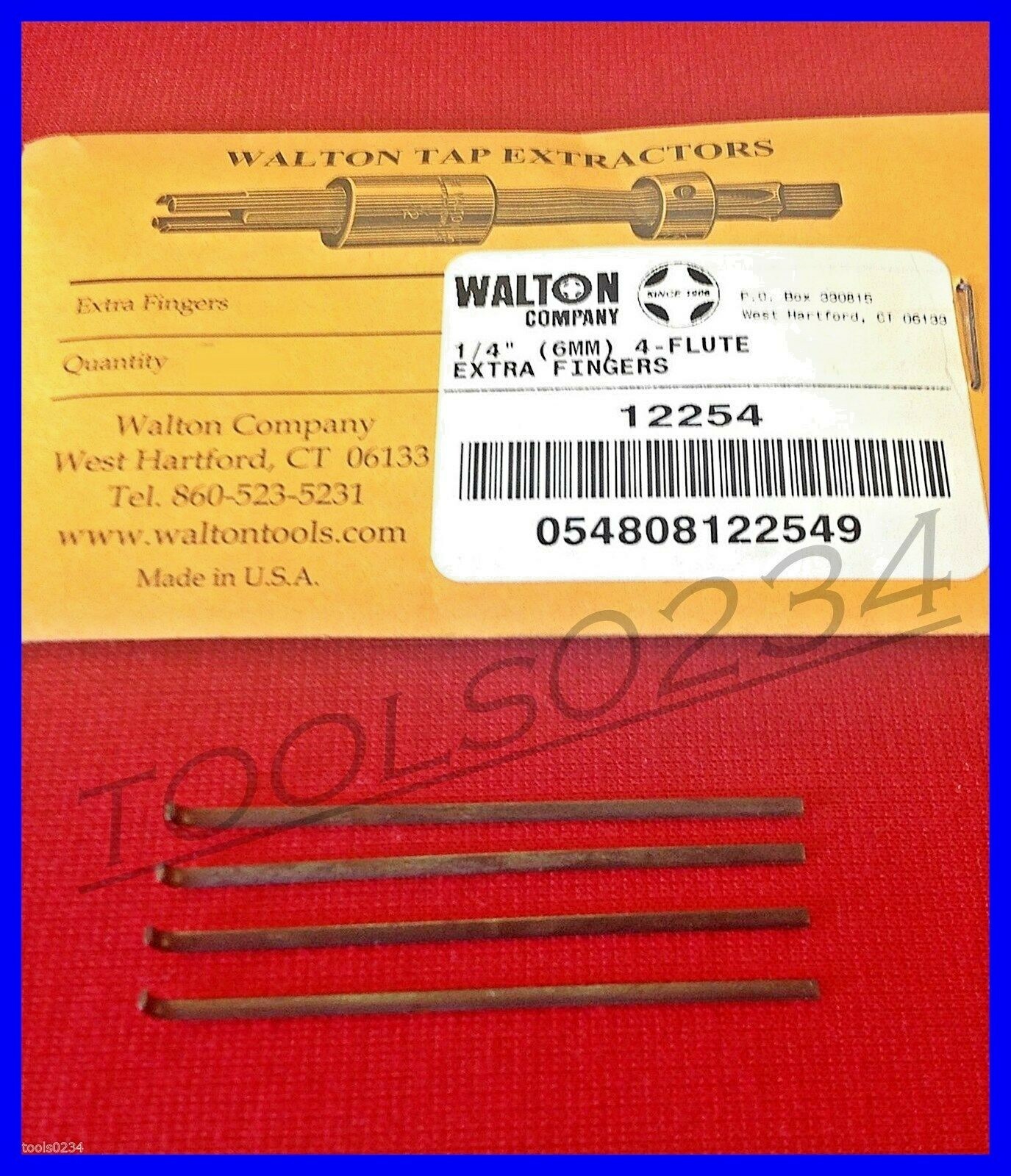 1/4″ 4 Flute Walton 12254 Tap Extractor Replacement Fingers Set of 4