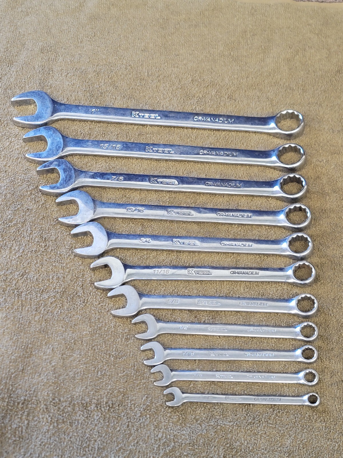 K Tool KTI Sae Combination Wrench Set 1″ 15/16 7/8 13/16 3/4 11/16 1/2 3/8 5/16