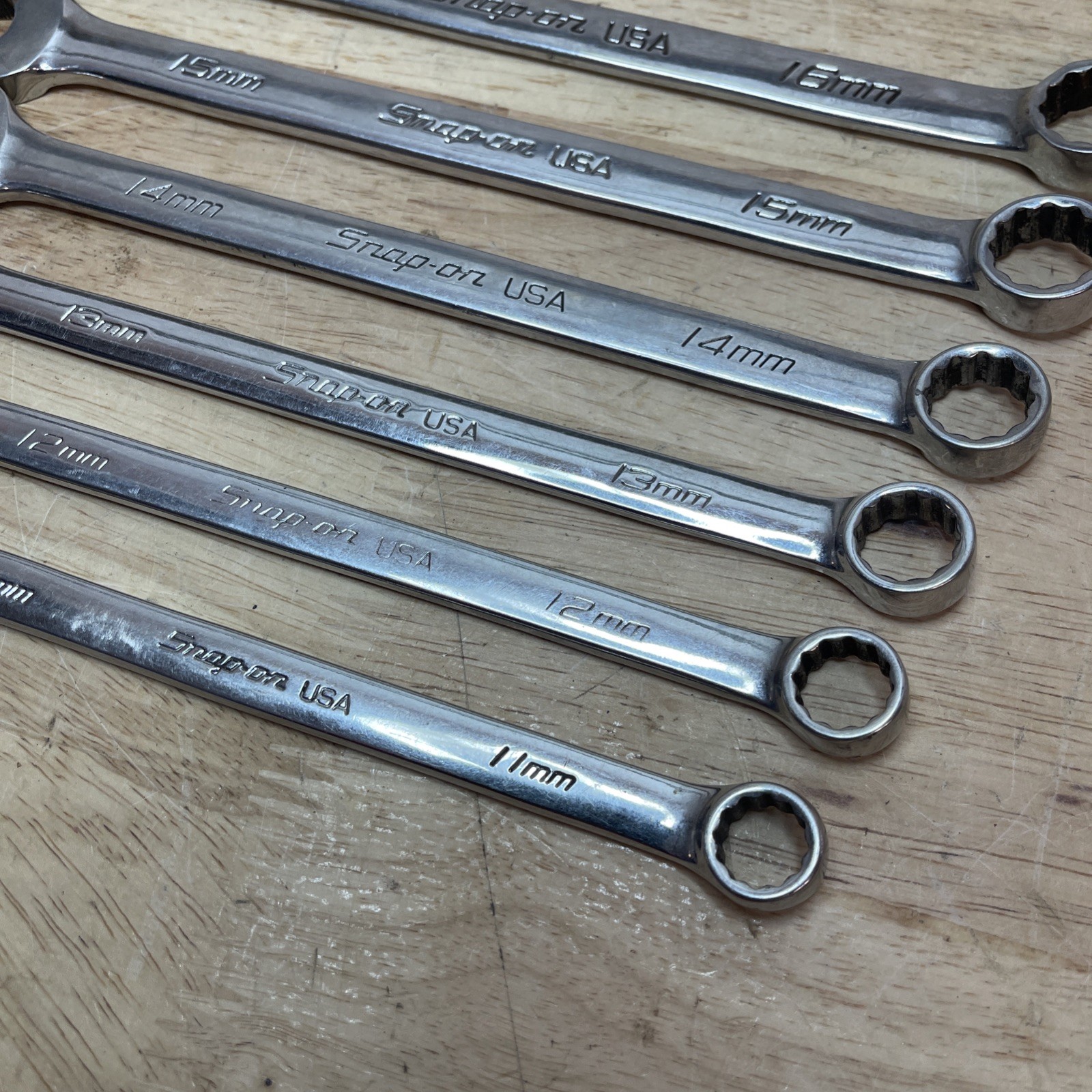 Snap On 6pc Combo Wrench Set Metric 11, 12, 13, 14, 15, & 16mm