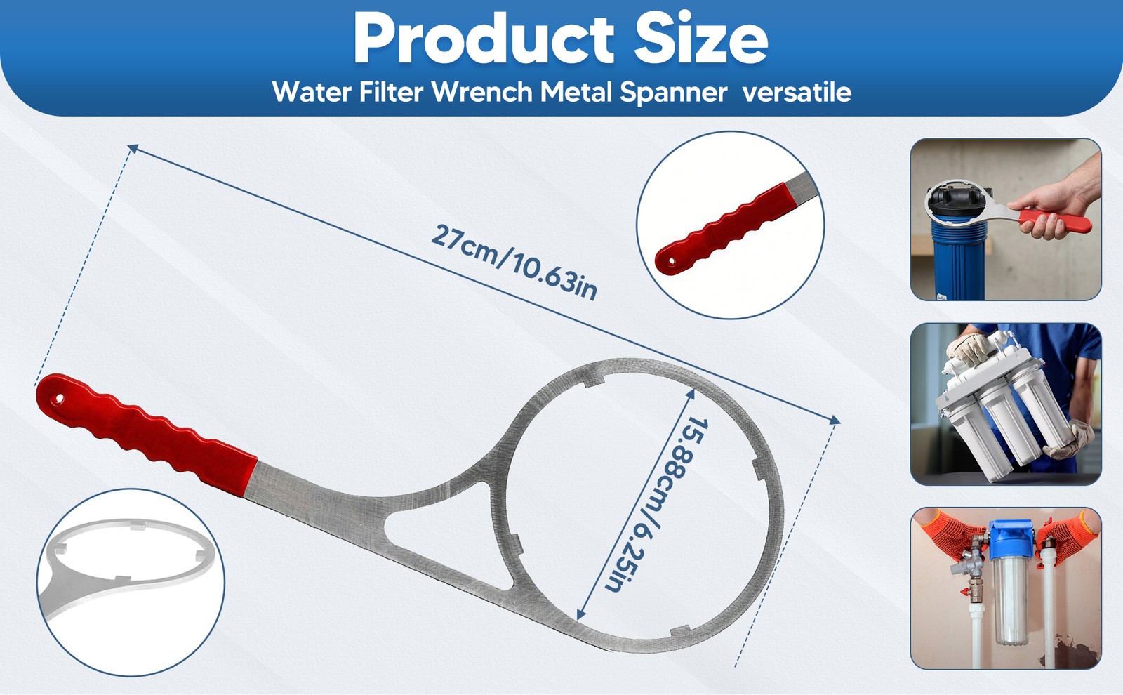 Water Filter Housing Wrench 6.25“ Versatile Tool Metal for AP802/AP-802