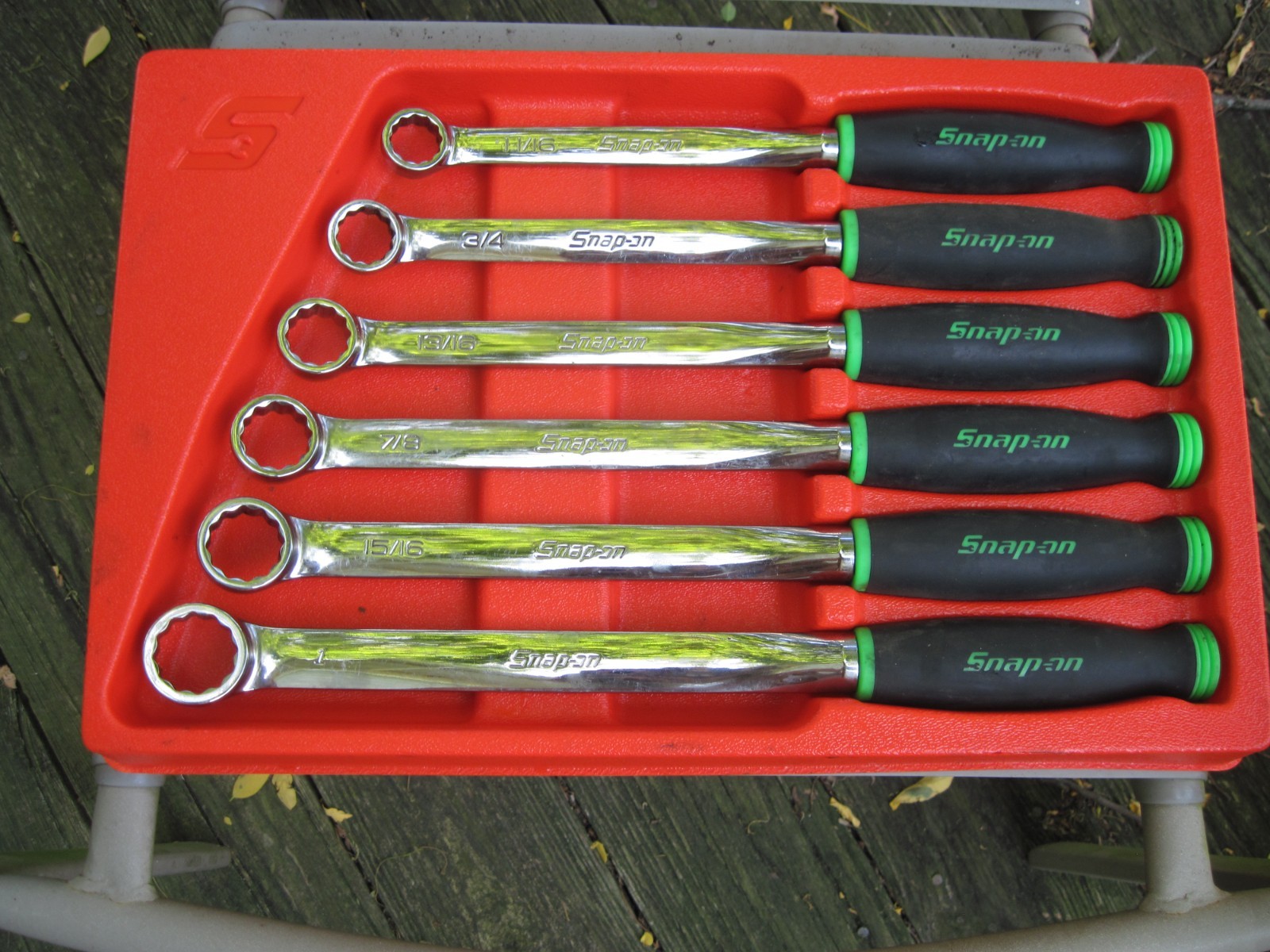 Snap On 6pc Green Handle Soft Grip Box End Wrench Set SAE XDSG606 UNUSED