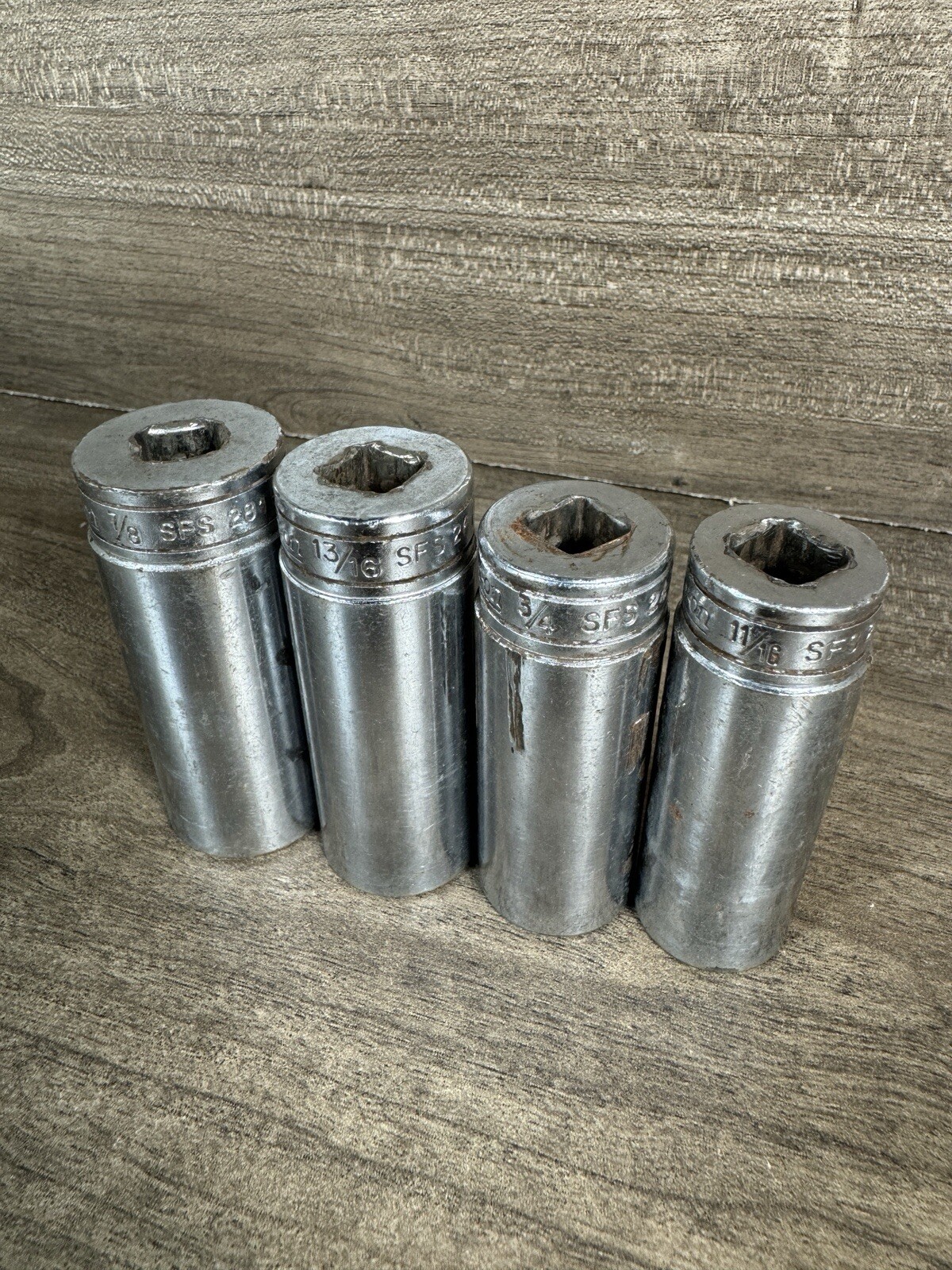 Snap On 3/8” Drive Sockets SFS281 SFS261 SFS241 SFS221 SAE 7/8 13/16 3/4 11/16