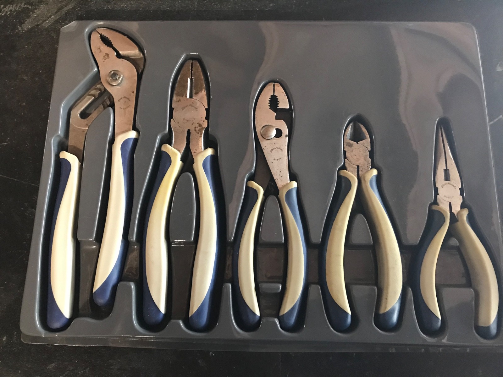Blue-Point BPL501 5-Piece Pliers Set Tongue & Groove, Lineman, Slip-Joint
