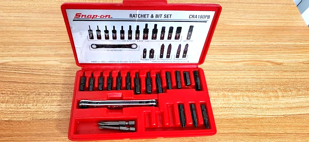 Snap-On 20 pc Ratchet & Bit Set – Model CRA 180PB Exc. Cond. *READ DESCRIPTION*