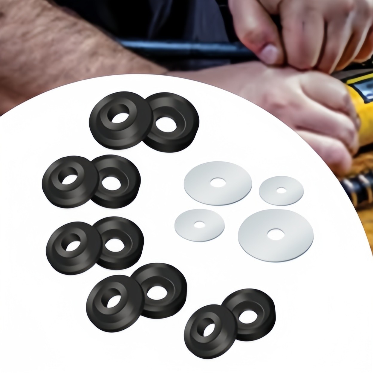 Dimple Die Set and Steel Backing Discs For Harbor Freight Hydraulic Punch Driver