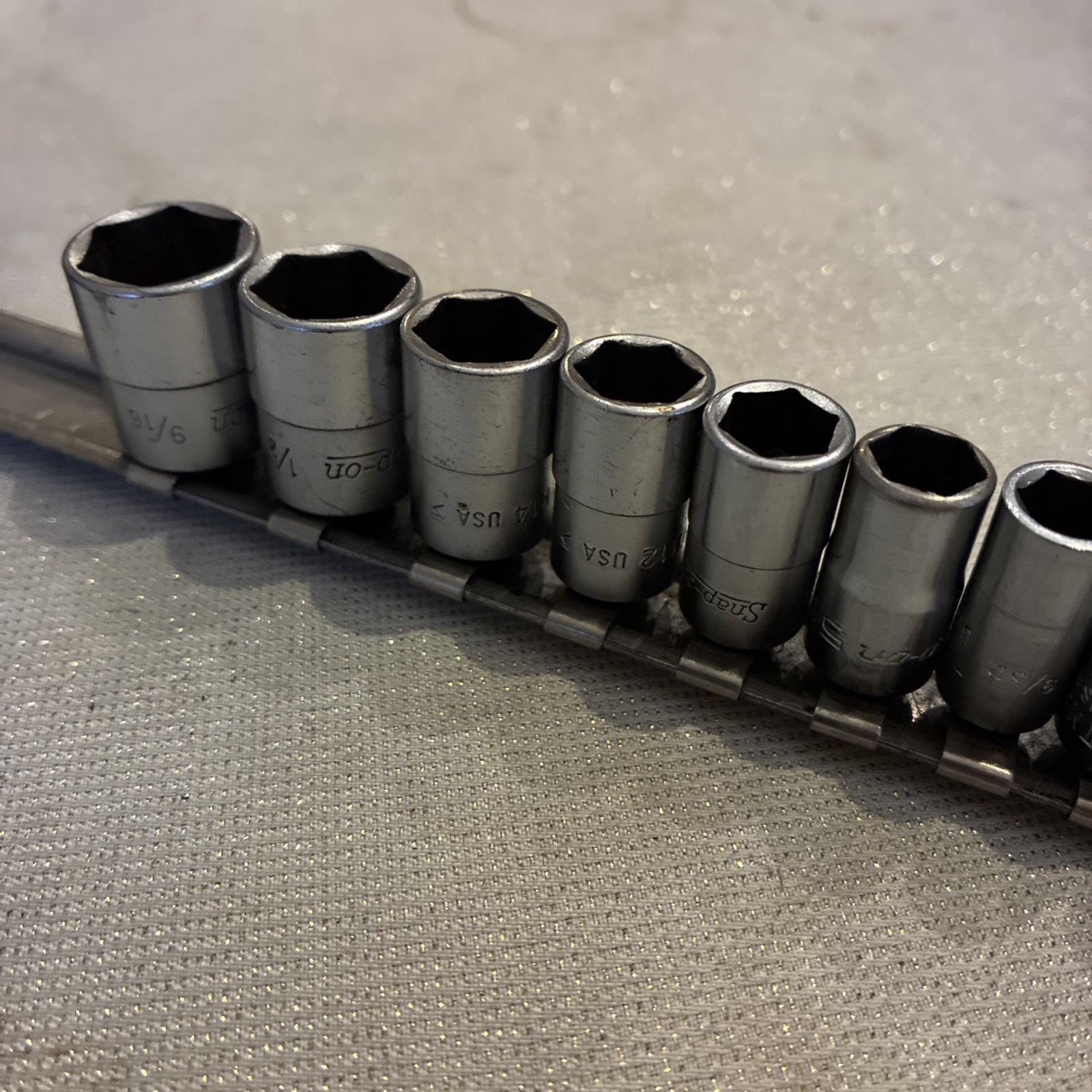 Snap-On Tools 10Pc 1/4” Drive SAE 3/16-9/16” 6Pt Shallow Socket Set USA