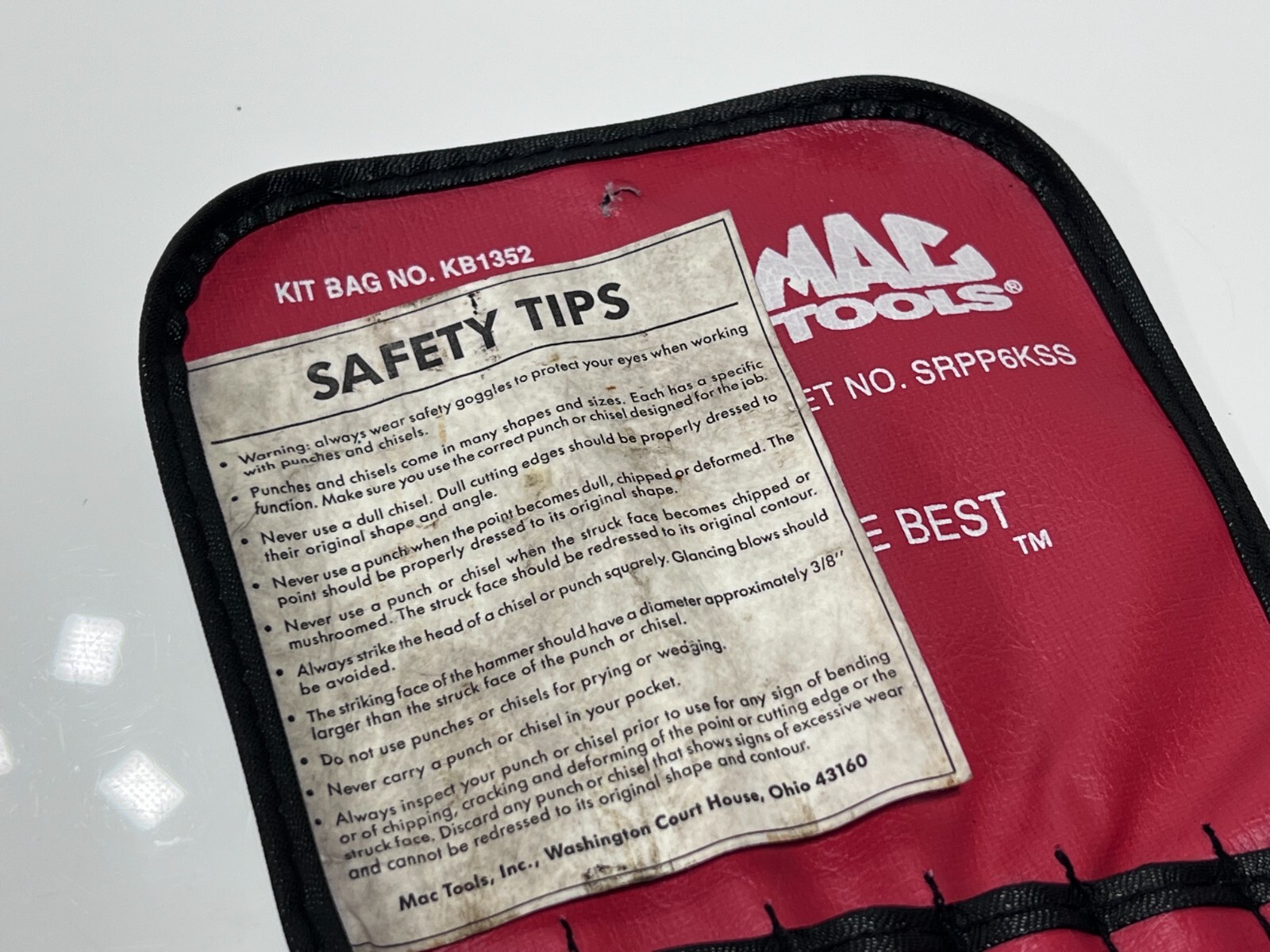 MAC Tools USA Kit Bag Pouch KB1352 for Punch Set SRPP6KSS (No Tools Included)
