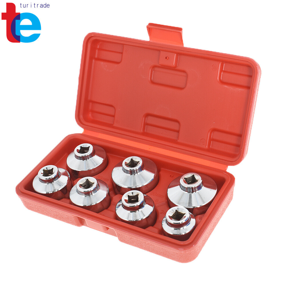 7-Piece Paper Cartridge Housing Oil Filter Cap Wrench Socket Set Tool Kit