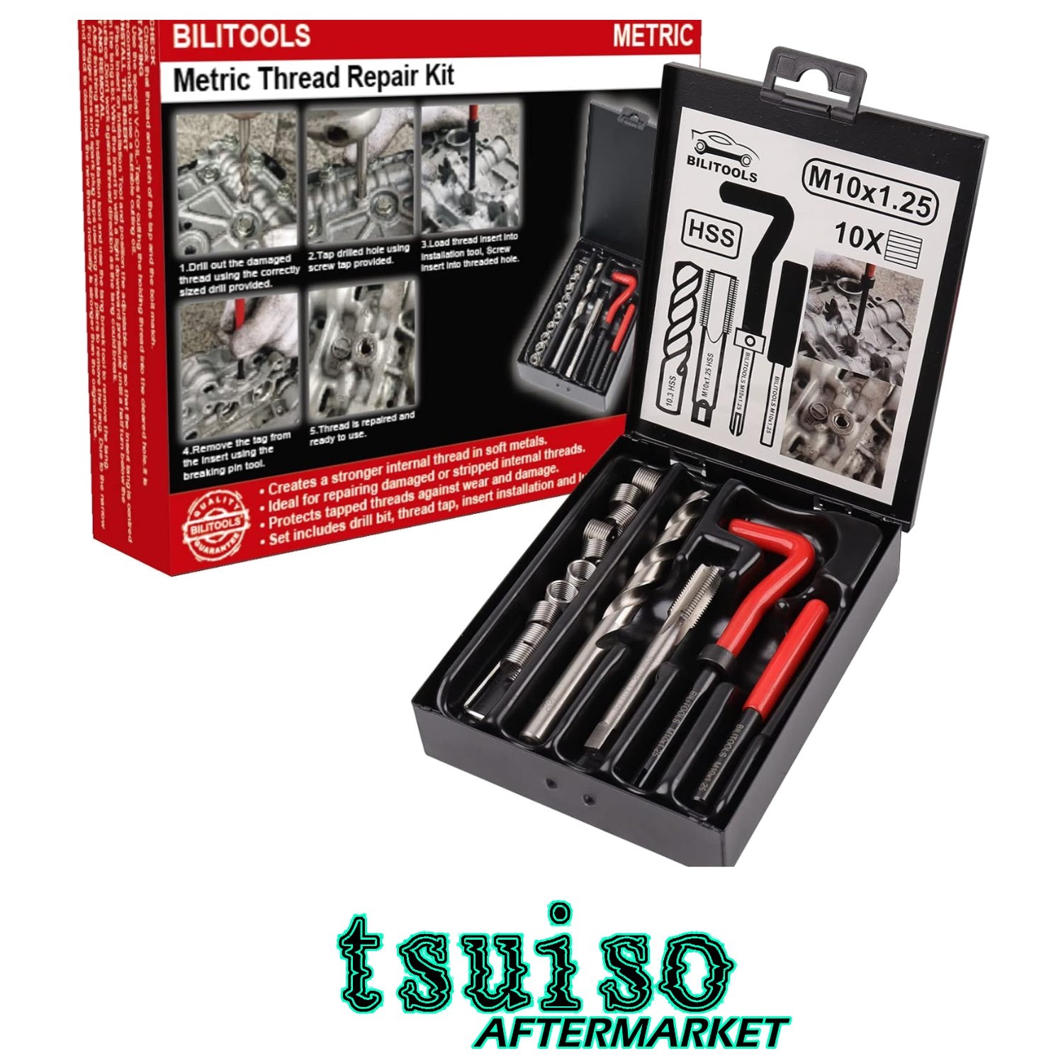 Professional M10x1.25 Thread Repair Kit – Ideal for Automotive & Plumbing Use