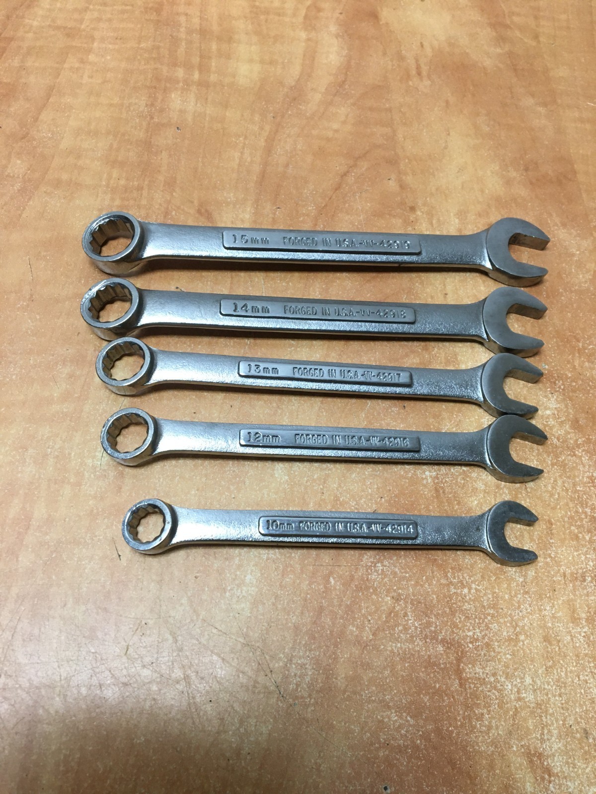 Vintage Craftsman USA 5 pc Metric Combination Wrench Set 10 12-15mm VV Series
