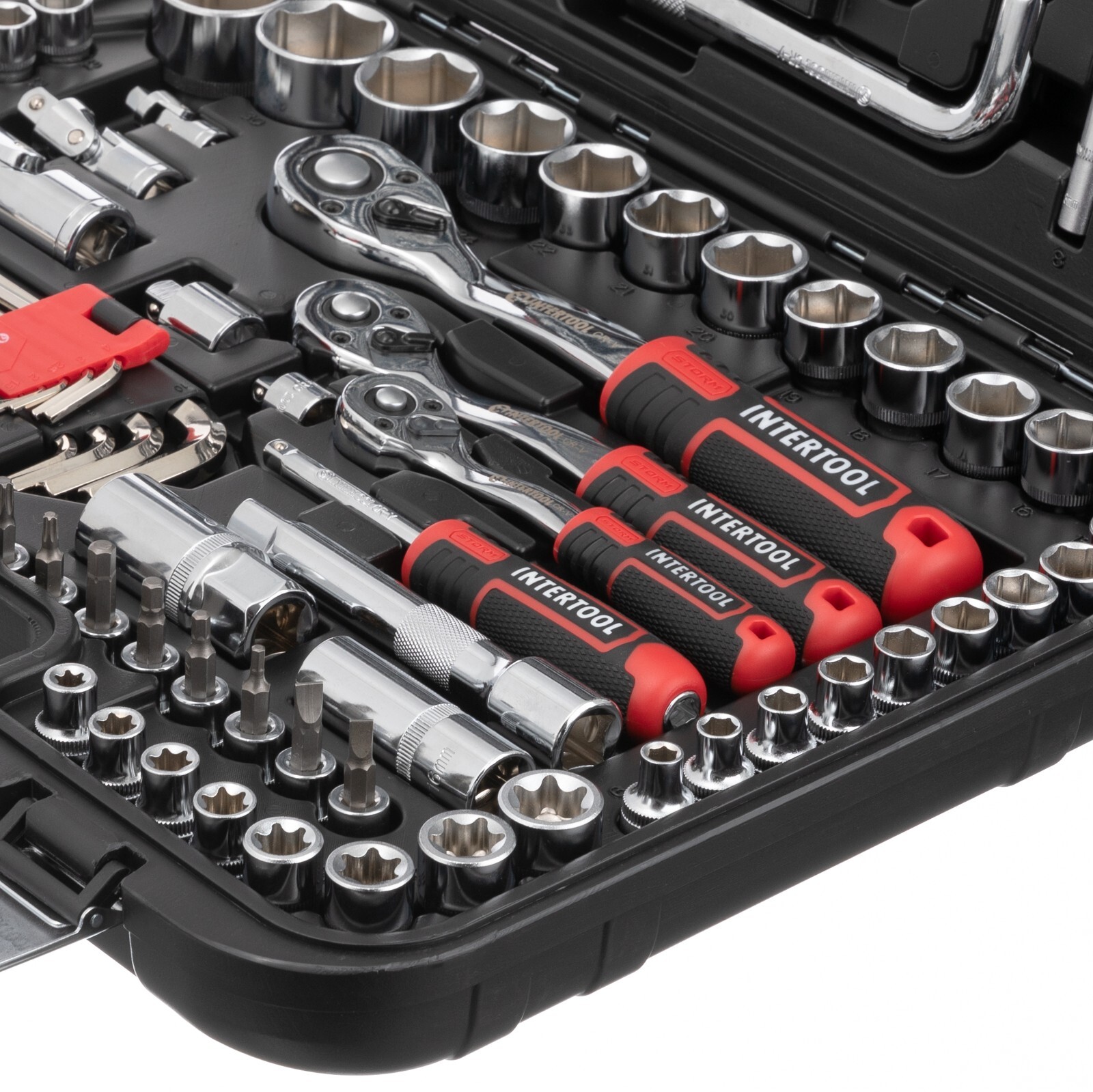INTERTOOL 126pc 1/4″, 1/2″, and 3/8″ Ratchet Socket Wrench and Bit Set ET08-8126