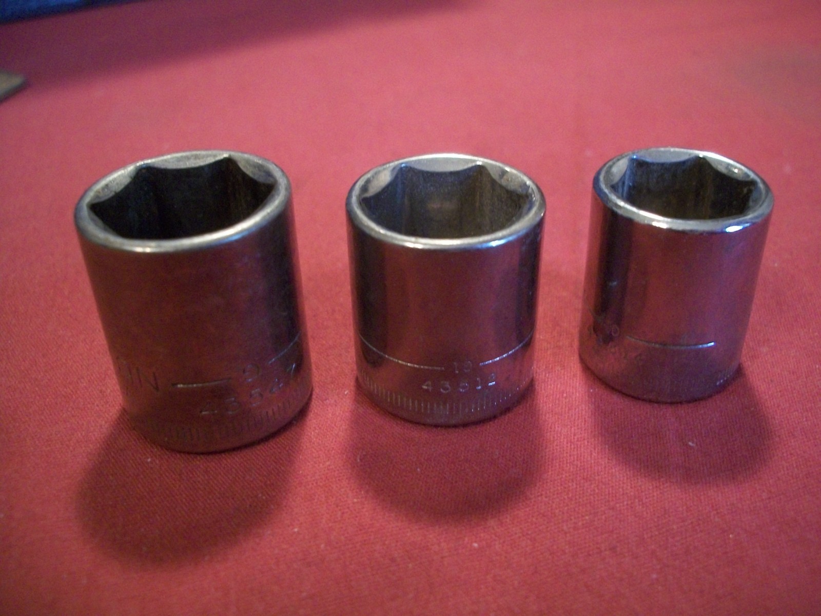 3 Craftsman Socket Lot 1-43547, 1-43512, 1-43514, 15mm, 14mm & 13mm, 3/8 & 1/4