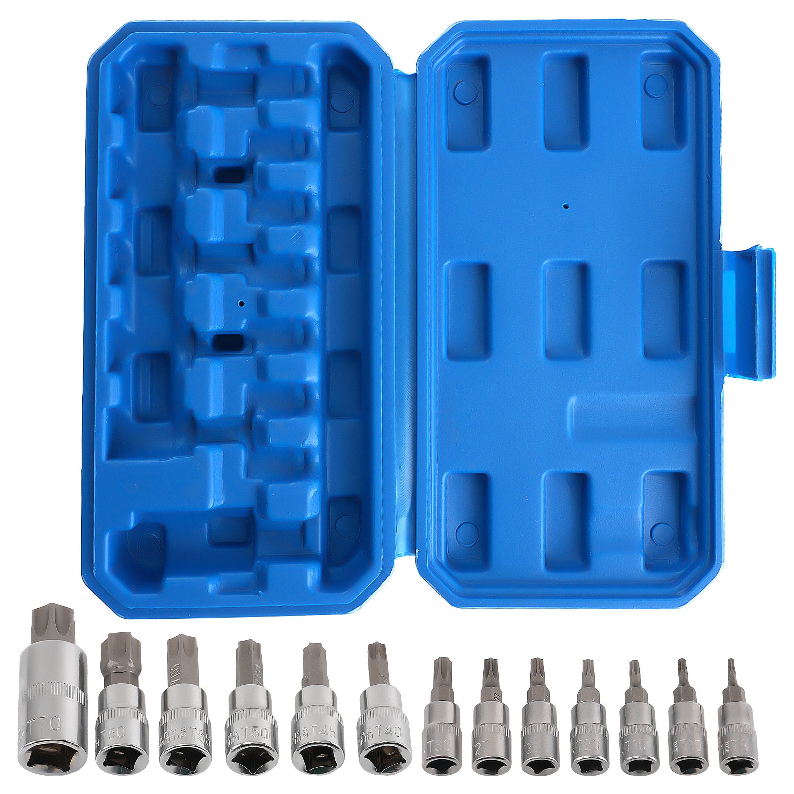 Chrome Socket Set 13pc 1/4″ 3/8 1/2 Drive T8-T70 CRV 6 Point Star Bits