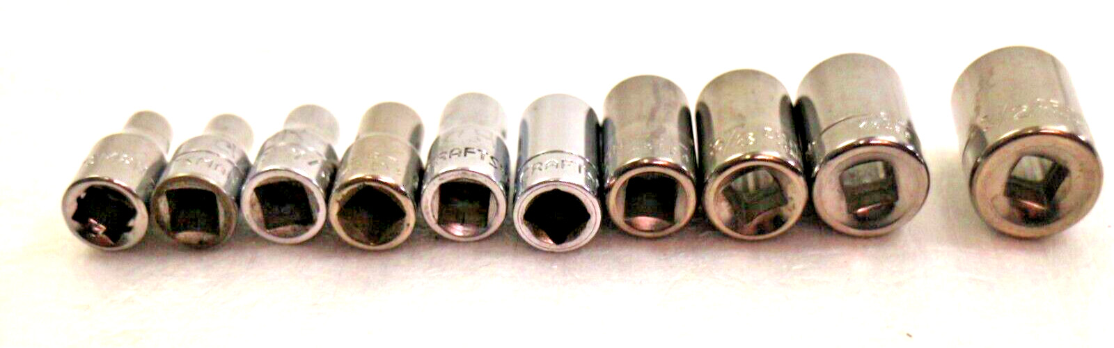 Craftsman 10-piece 6 & 12 Point low 1/4″Drive SAE Sockets 5/32-1/2 43481-43807
