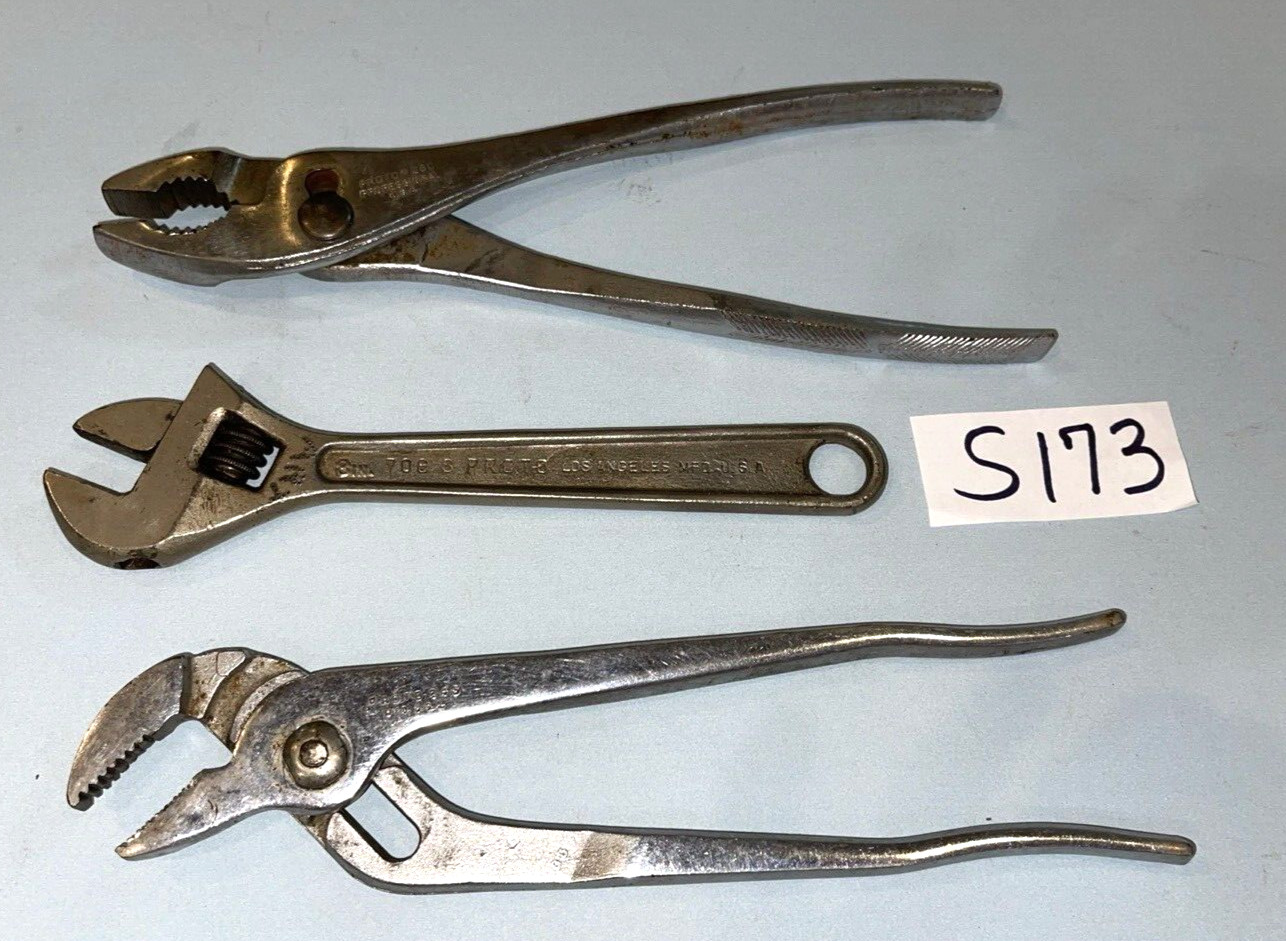 PROTO TOOLS 3 PIECE ALLIGATOR, SLIP JOINT PLIERS & CRESCENT STYLE WRENCH
