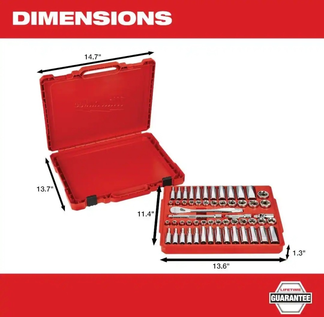 MILWAUKEE 48-22-9008 56-Pc. 3/8 in. Drive SAE/Metric Ratchet and Socket Set