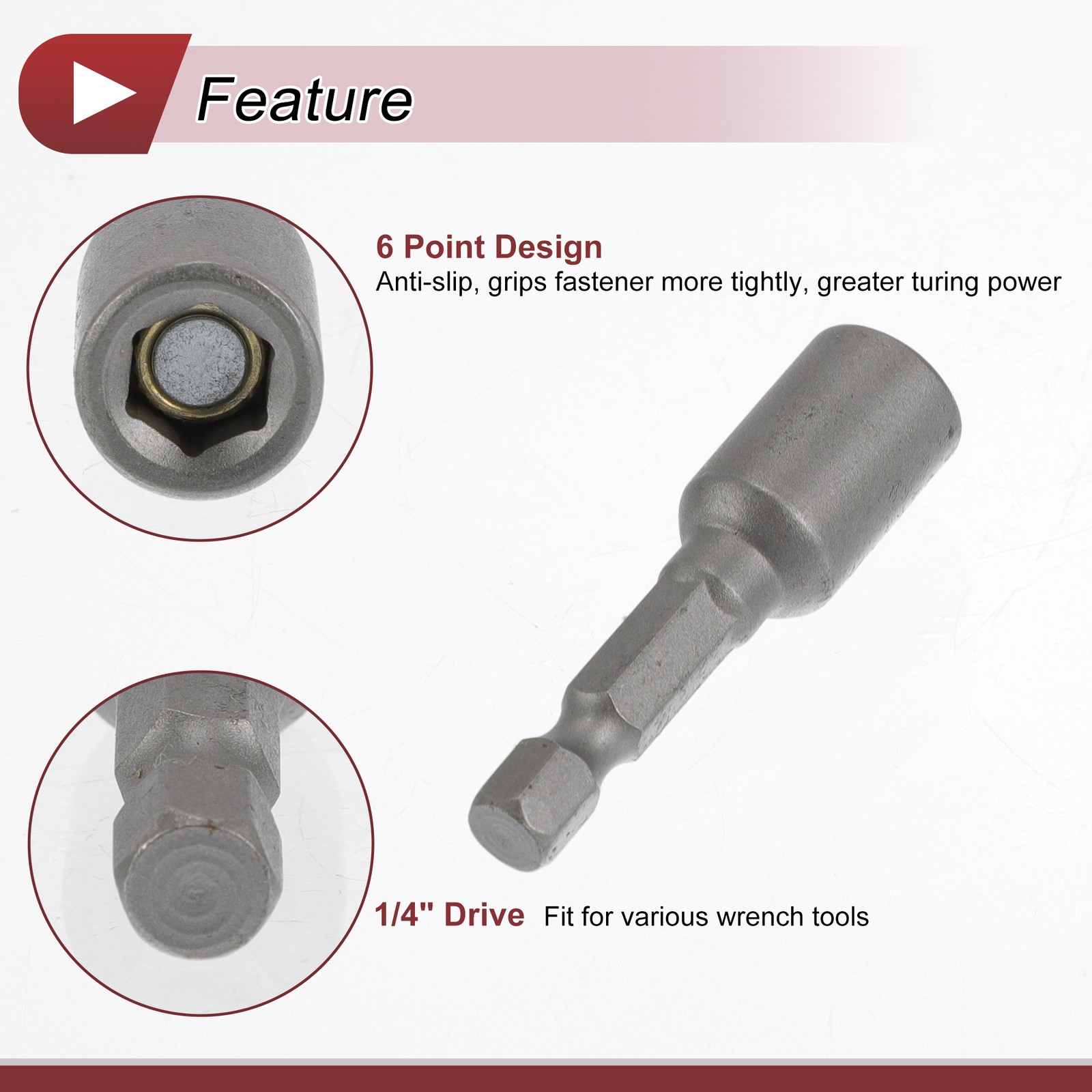 Universal Impact Socket 7mm 6 Point 48mm CR-V Silver Tone 1 Pc