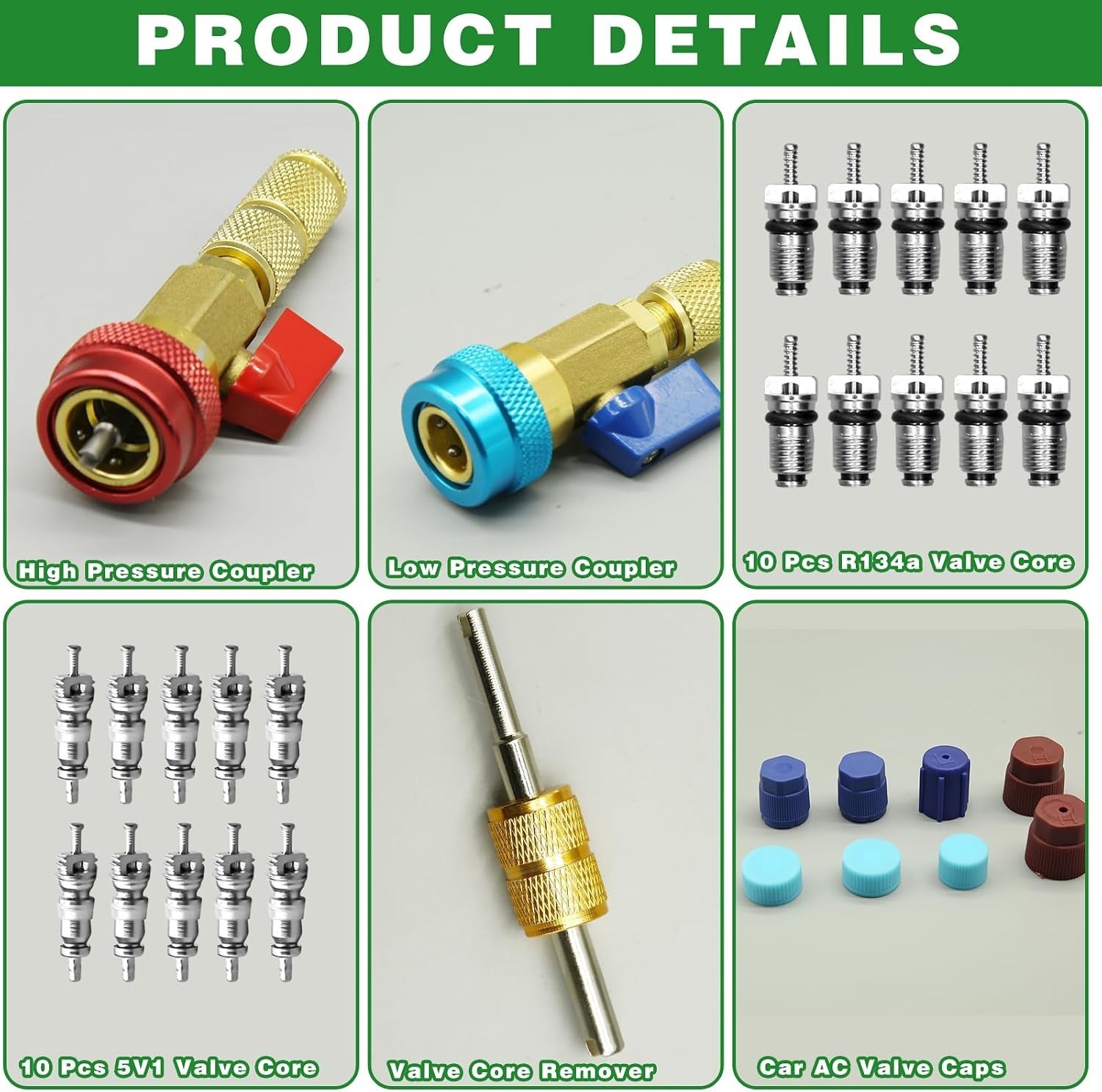 31Pcs R134A AC Valve Core Removal Tool Set, Quick Installer for High/Low Pressur