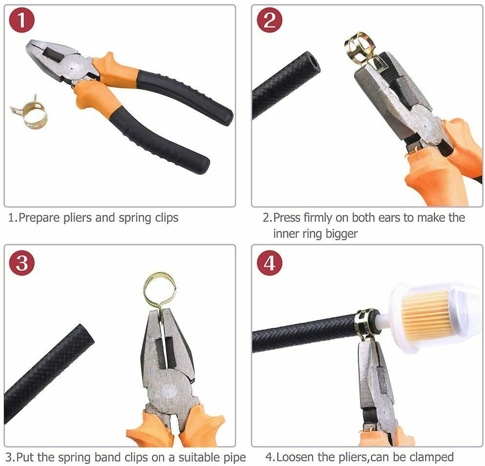 230/50PCS Spring Hose Clamps Fastener Kit Fuel Line Water Pipe Tube Clips+Pliers