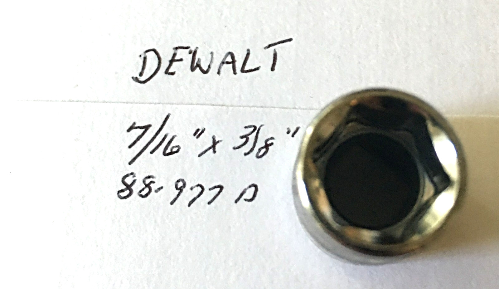 DeWalt 7/16″ x 3/8″ Dr Shallow Chrome Socket 6 Pt 88-977D Free Shipping