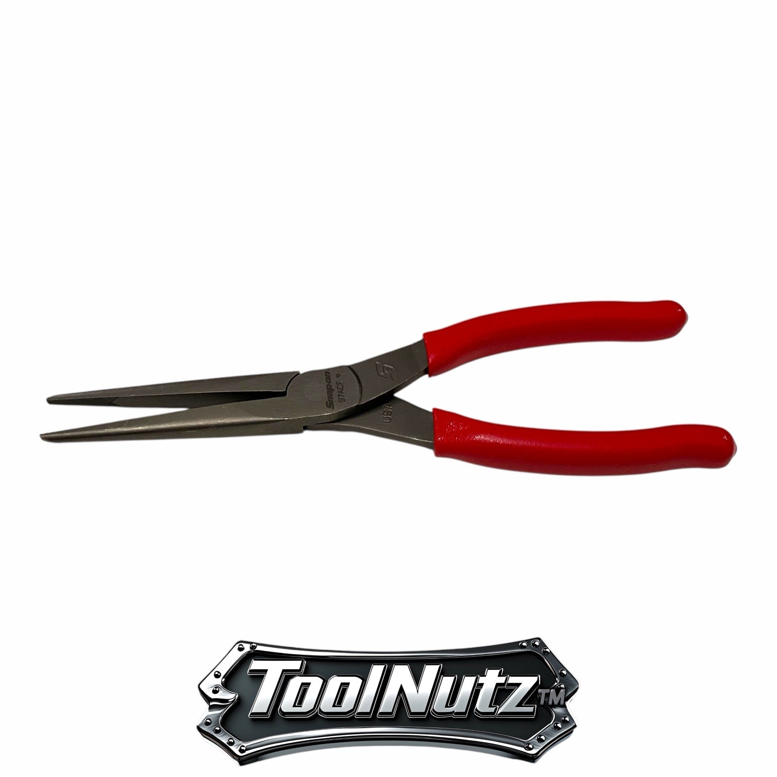 Snap-on Tools NEW 97ACF 9″in. RED Soft Grip Rounded Jaw Needle Nose Pliers USA
