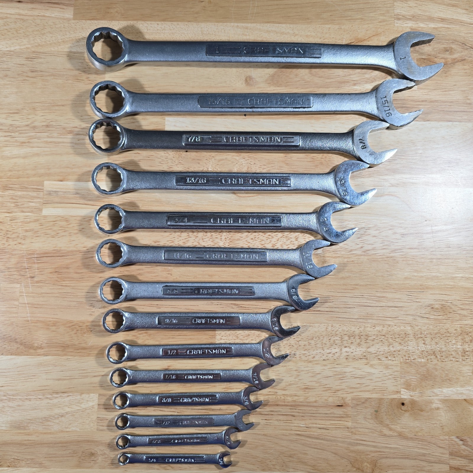 Vintage Craftsman 14pc SAE Combination Wrench Set 12 Pt 1/4″ – 1″ USA V VV