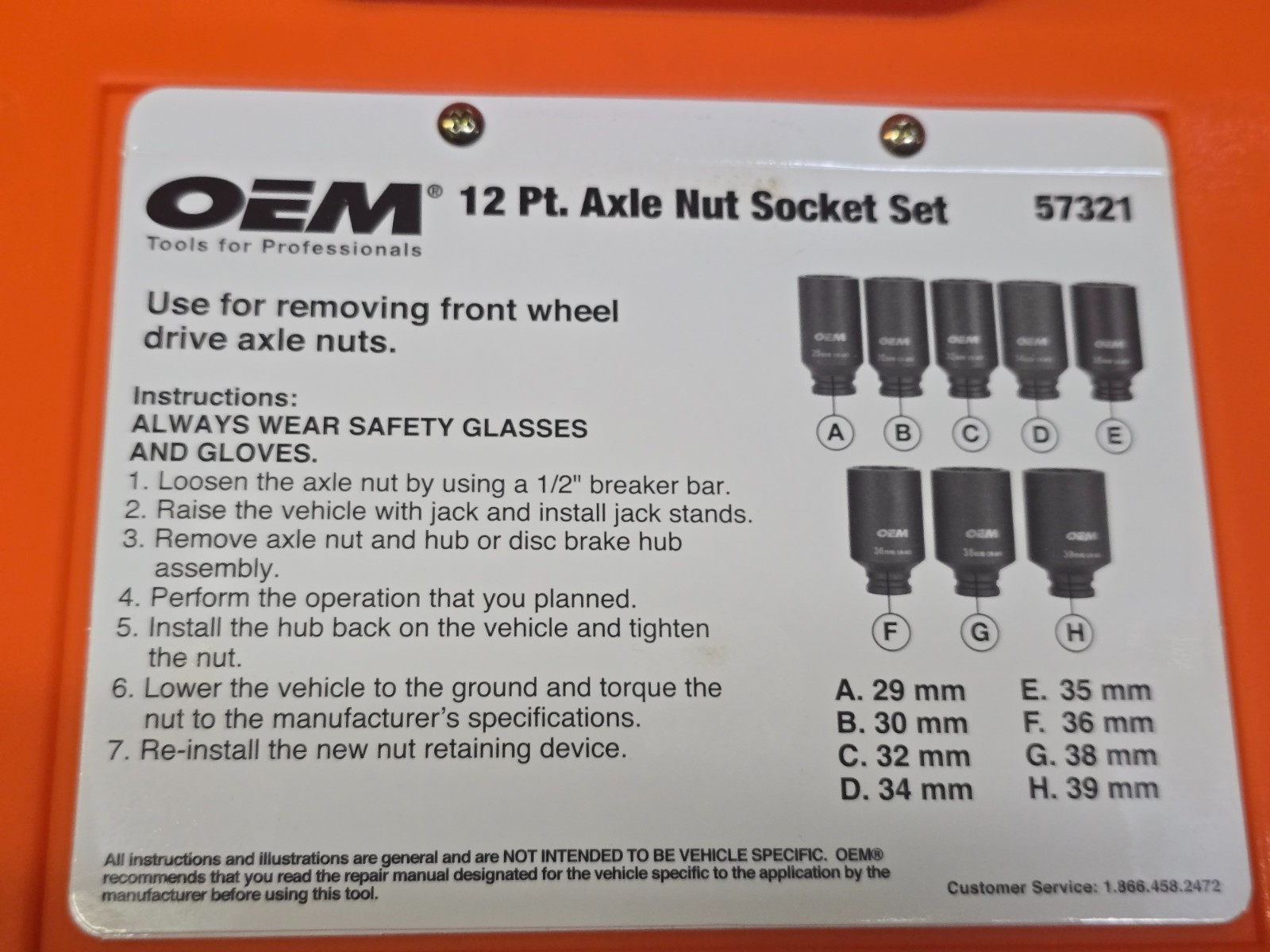 🛠️ OEMTOOLS 1/2in Drive 6 Point Axle/Spindle Nut Socket Set 8 Piece – 57321