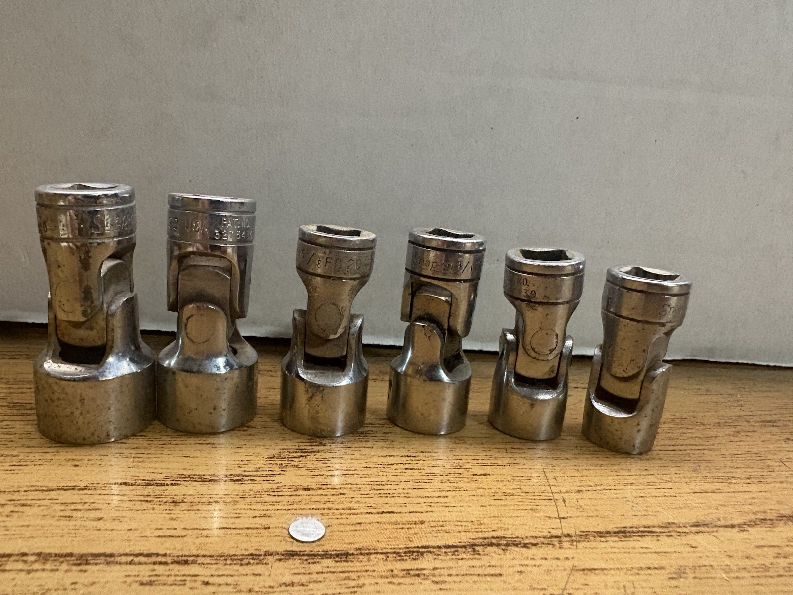 snap on socket set 1/2 Lot Of 6 Swivel Sockets Snap On SAE Used See Pictures