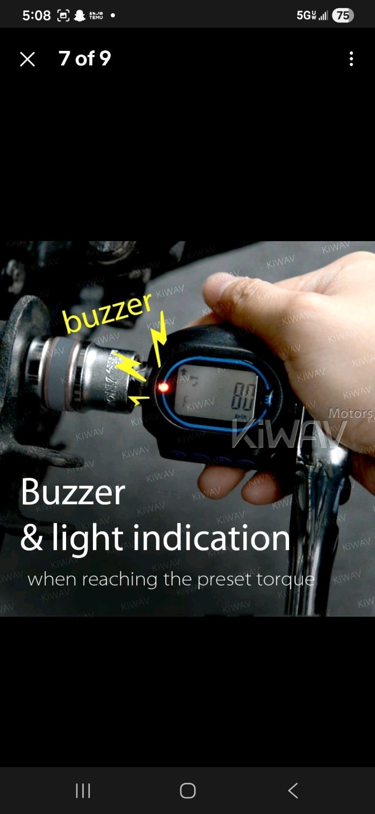 VAWiK Digital Torque Adapter rotatable display buzzer led alert with case