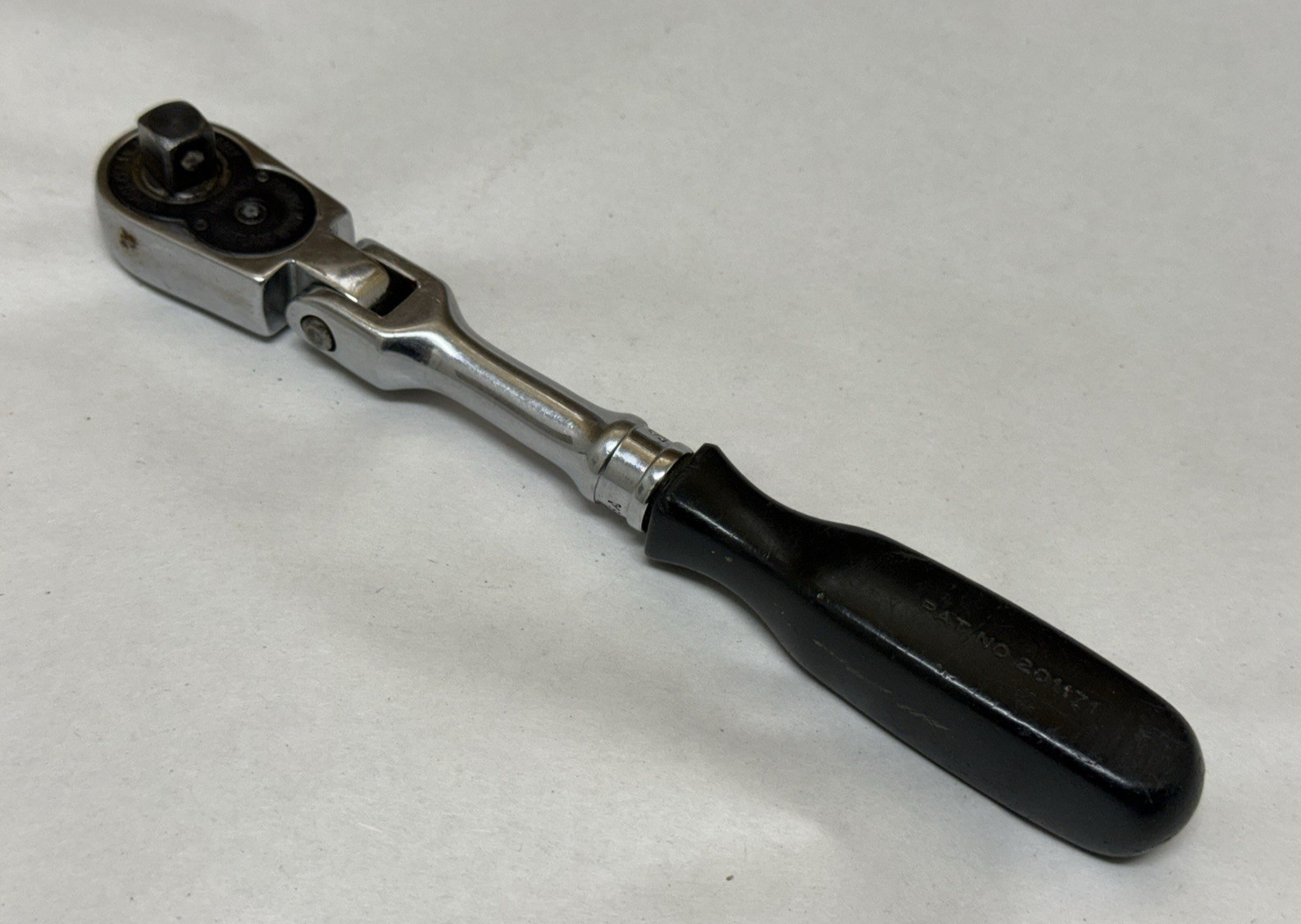 USA Snap-On F735 Hard Black Short Handle Flex Head 3/8″ Drive Ratchet Vintage