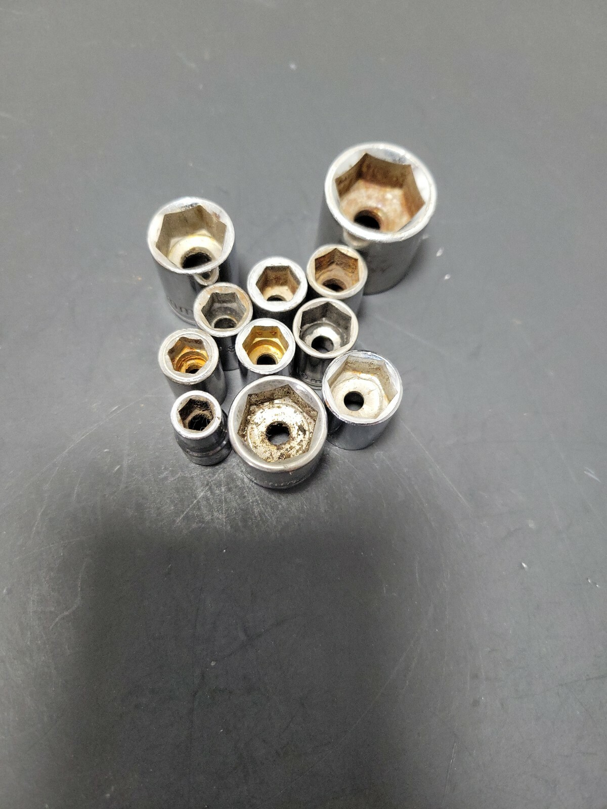 Lot of 11 Shallow Sockets 6mm 7mm 8mm 9mm 10mm 12mm 6pt Metric 1/4″ 3/8″ Drive