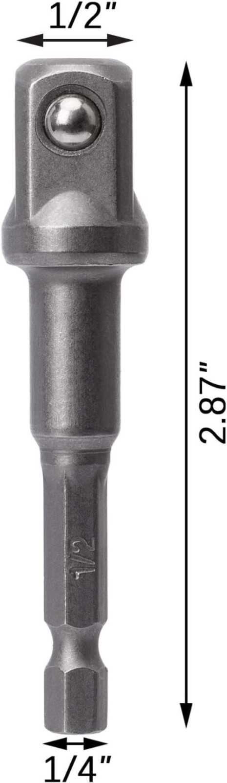 6 Pack Impact Driver Socket Adapter Set – 1/2 Inch Square & 1/4 Inch Hex