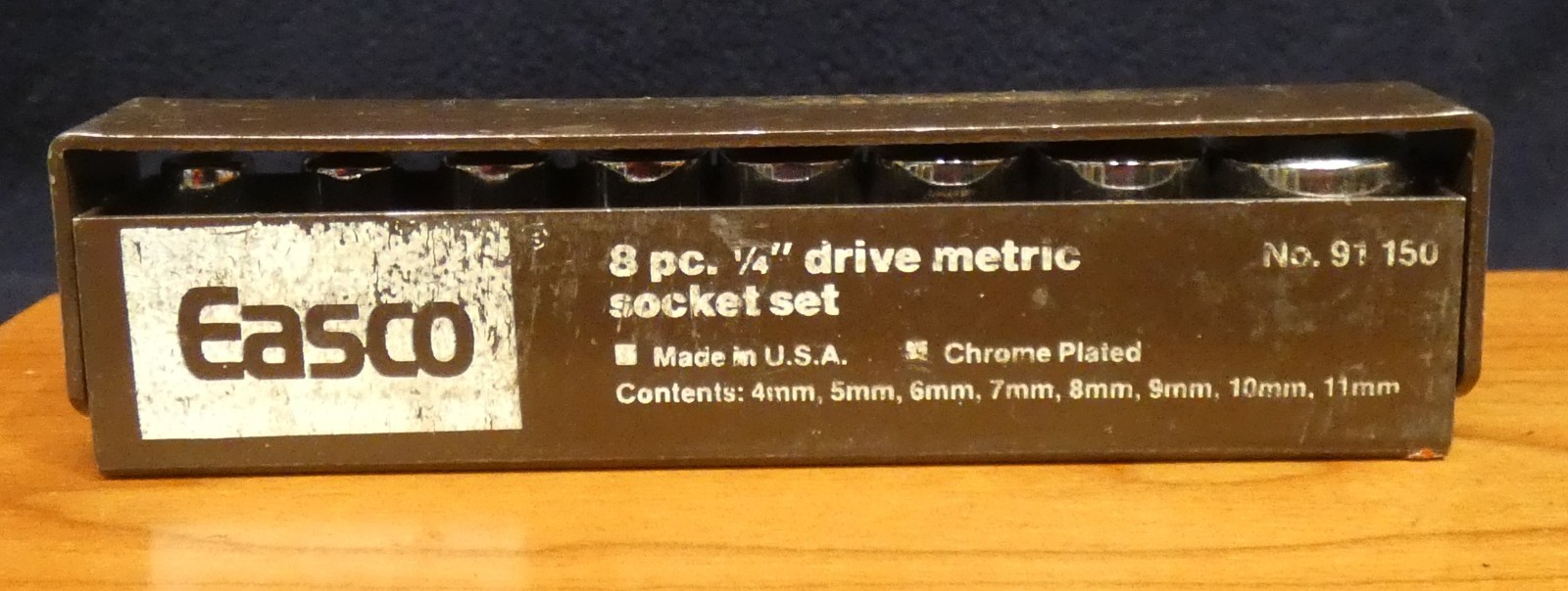 Vintage Easco 8 pc 1/4” Drive Metric Socket Set 91 150 4mm-11mm #BP