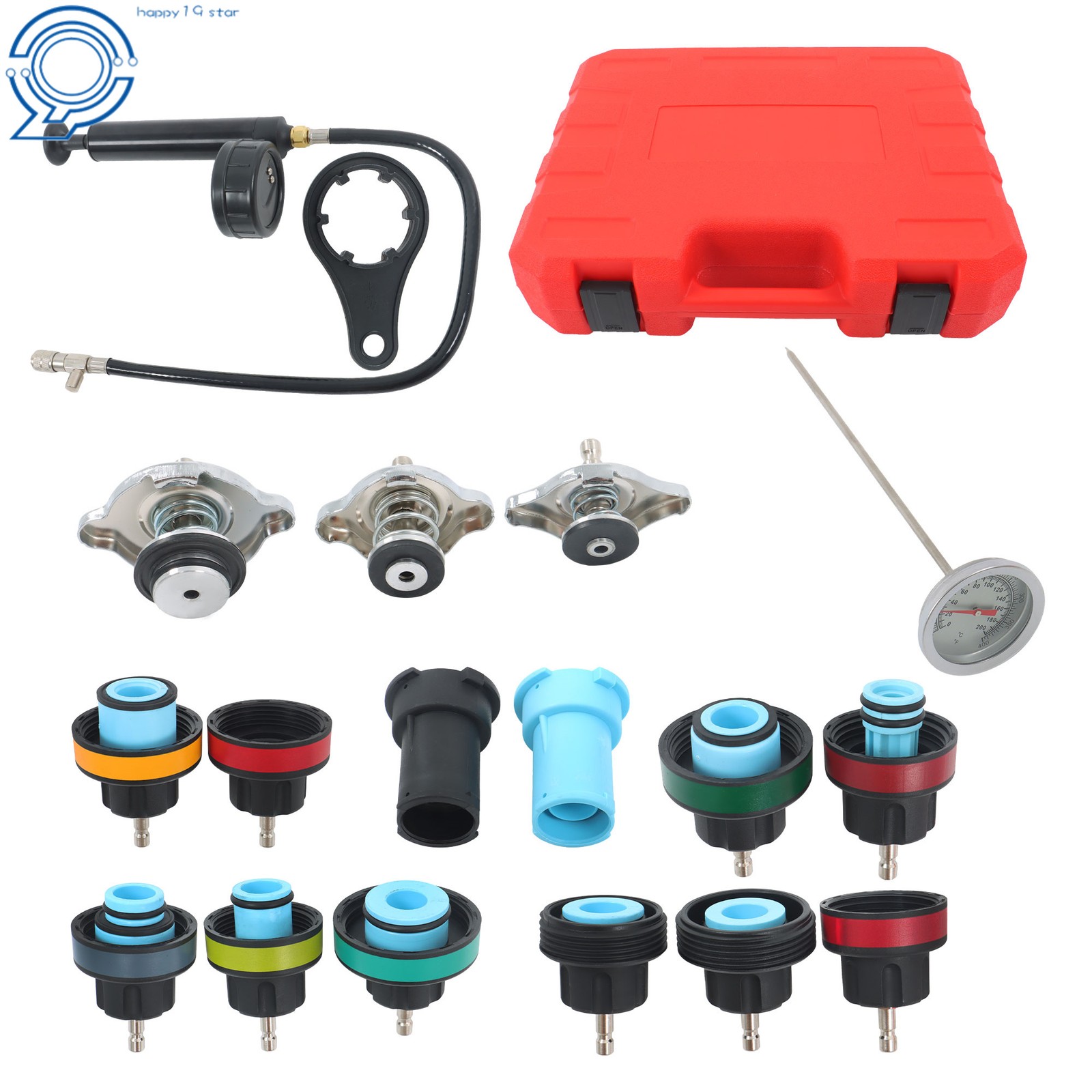 18pcs Universal Car Water Tank Leak Tester Cooling System Detector Tool Kit