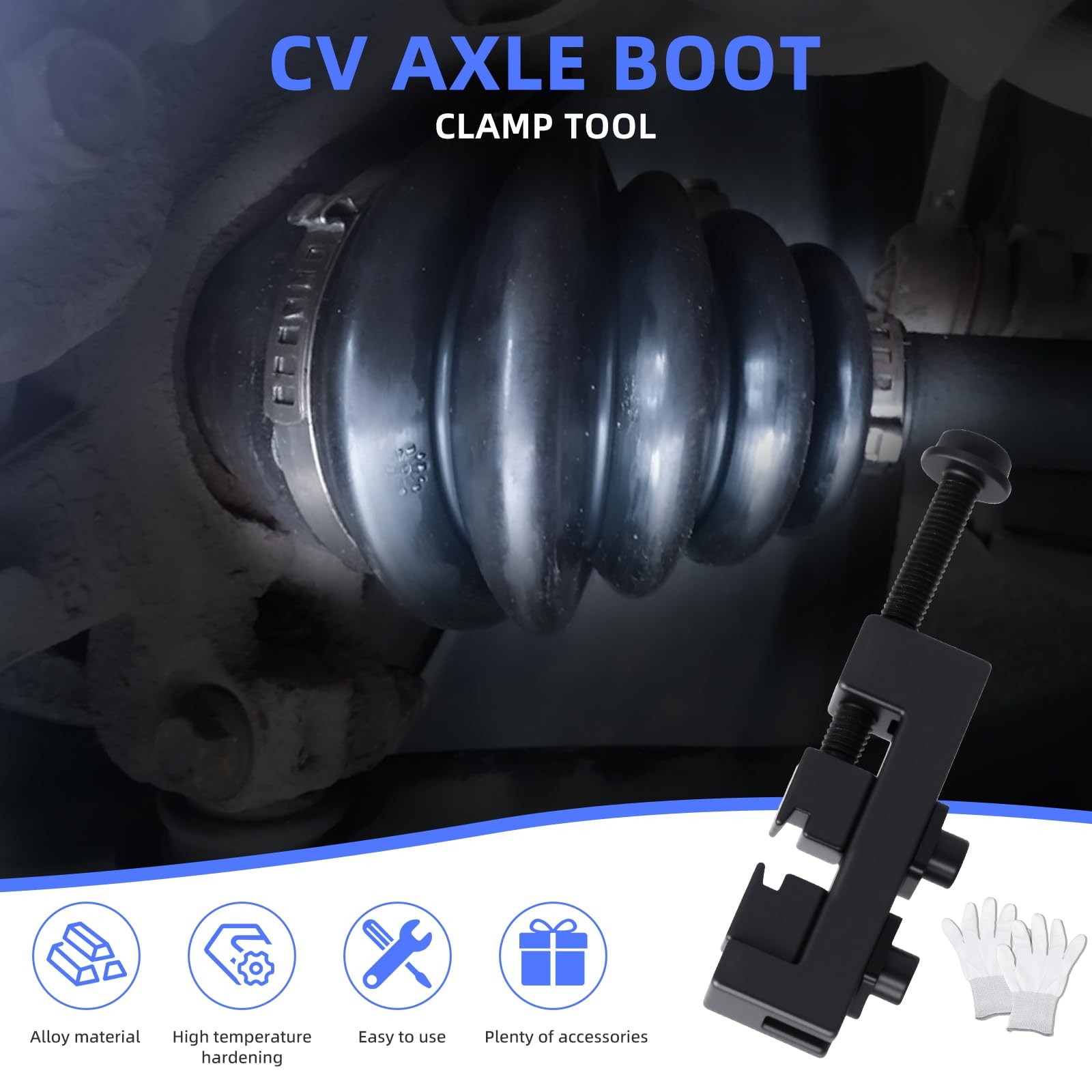 Axle Boot Clamp Tool with 20 PCS 304 Stainless Steel Single Ear Hose Clamps