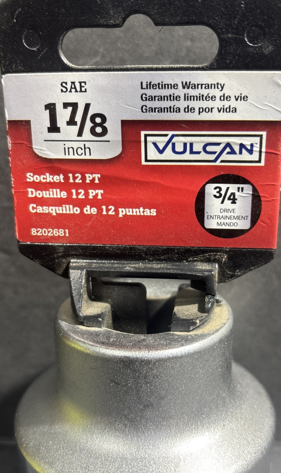 Vulcan 1-7/8″ 12-Point Standard Socket, 3/4″ Drive, Chrome Vanadium Steel, New