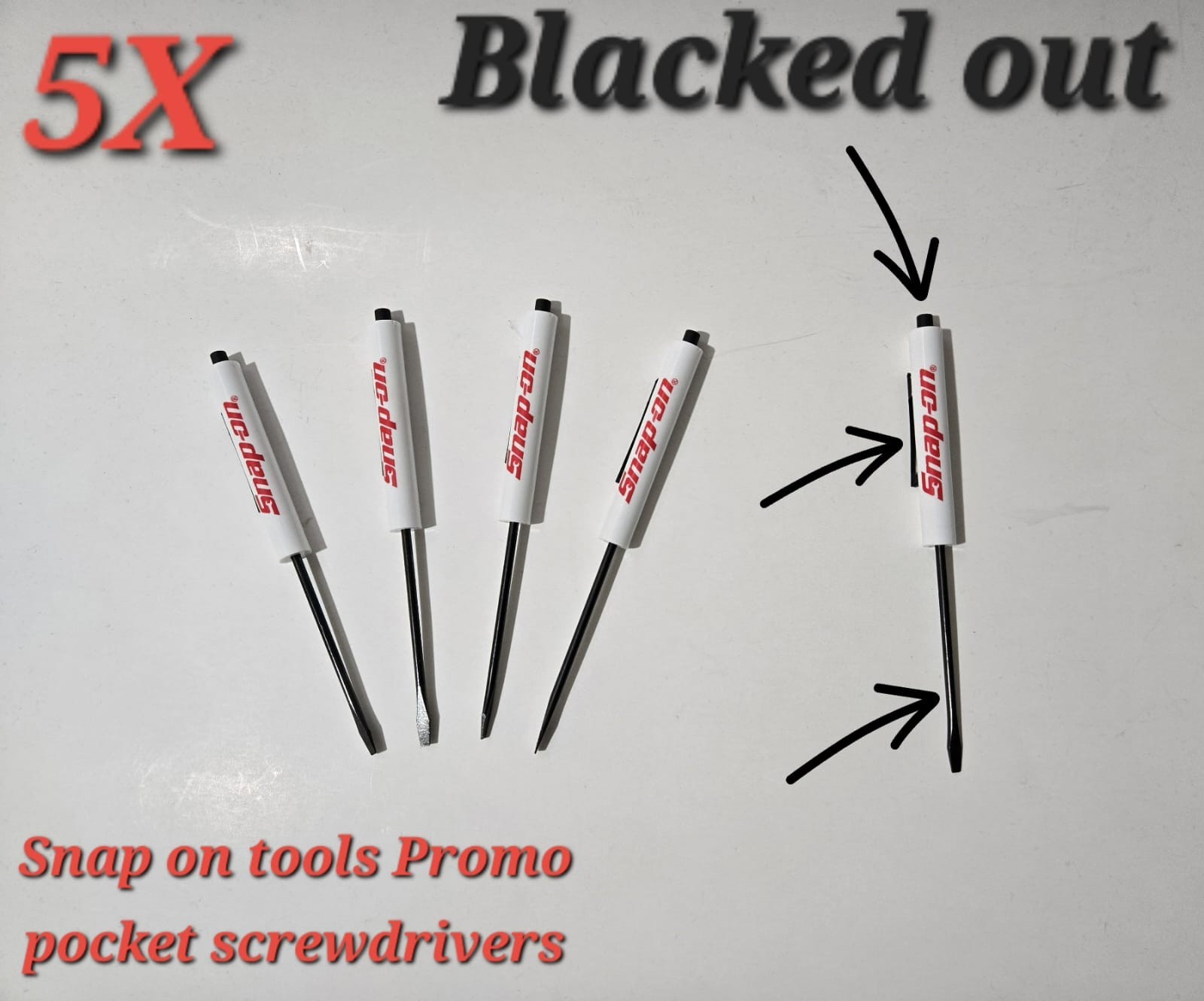 5 Snap on tools Special Edition pocket screwdrivers WHITE PROMO Blacked/Out+gift